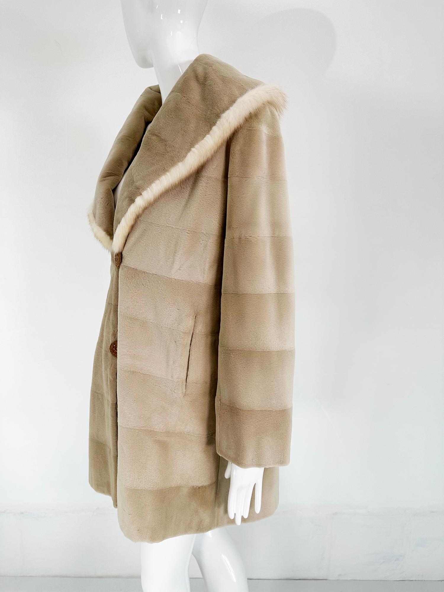 Champagne Blond Sheared Mink Reversible Jacket With Full Shawl Collar  For Sale 6