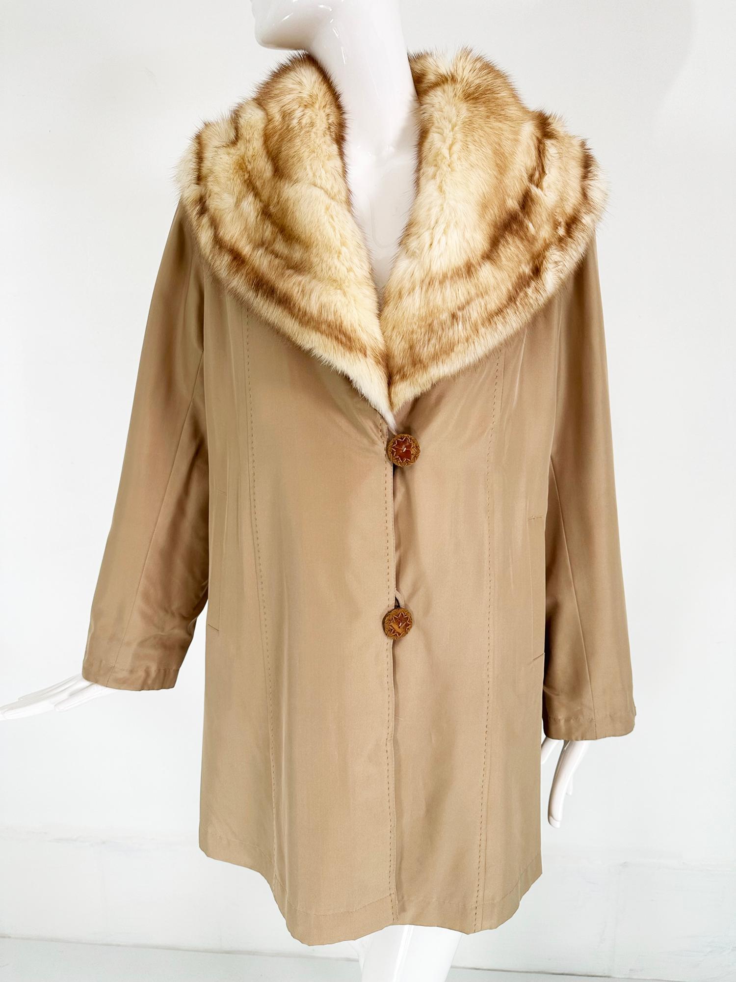 Champagne Blond Sheared Mink Reversible Jacket With Full Shawl Collar  For Sale 8