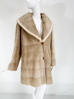 Champagne Blond Sheared Mink Reversible Jacket With Full Shawl Collar