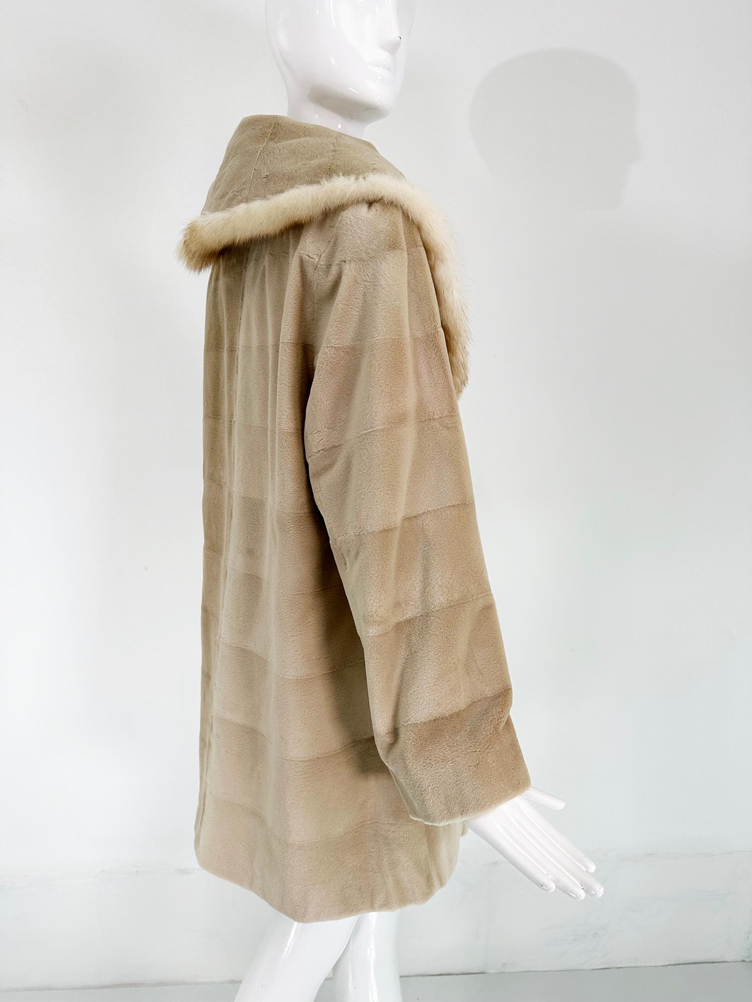 Champagne Blond Sheared Mink Reversible Jacket With Full Shawl Collar  For Sale 1