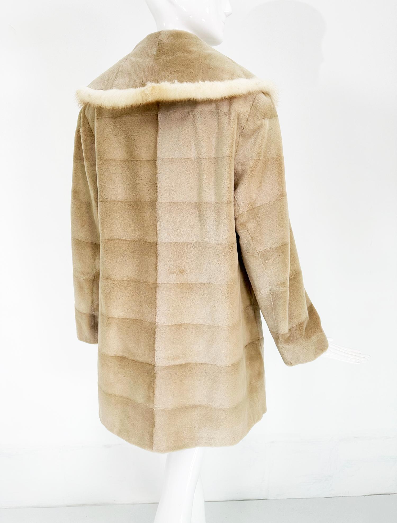 Champagne Blond Sheared Mink Reversible Jacket With Full Shawl Collar  For Sale 2