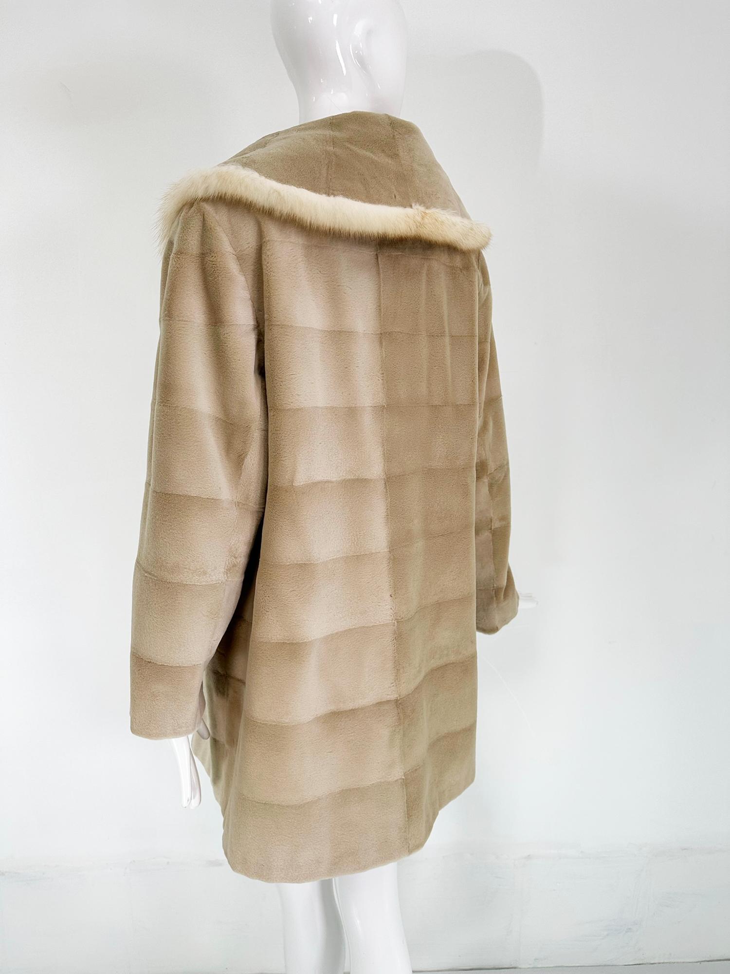 Champagne Blond Sheared Mink Reversible Jacket With Full Shawl Collar  For Sale 3