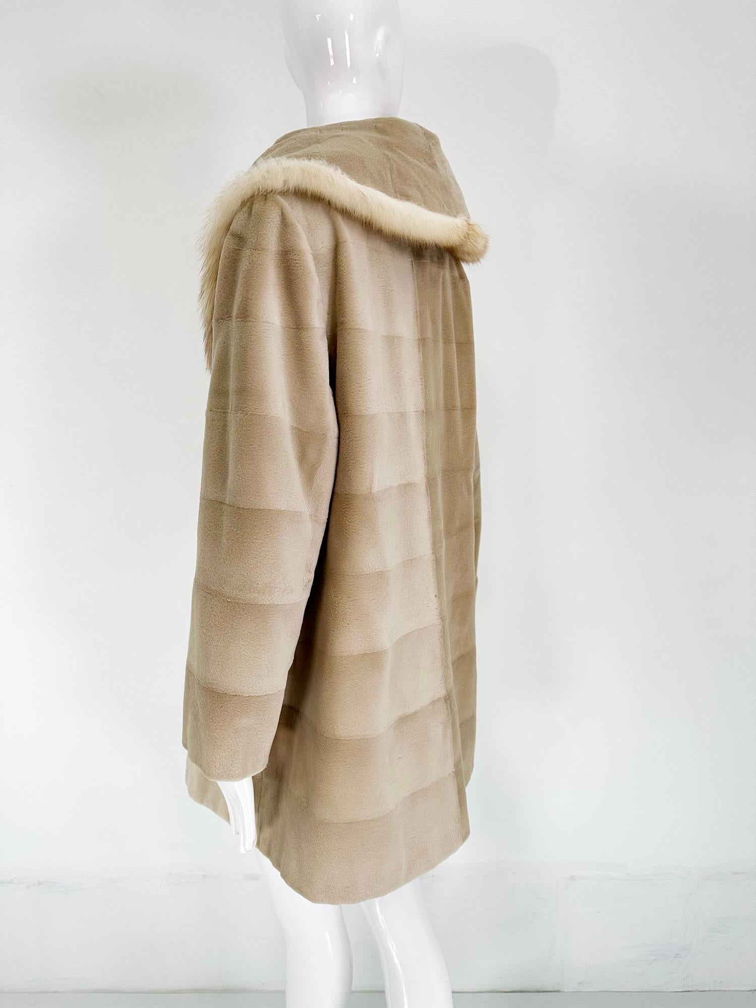 Champagne Blond Sheared Mink Reversible Jacket With Full Shawl Collar  For Sale 4
