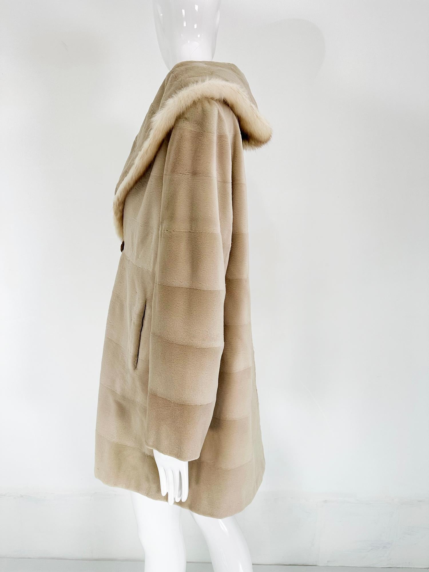 Champagne Blond Sheared Mink Reversible Jacket With Full Shawl Collar  For Sale 5