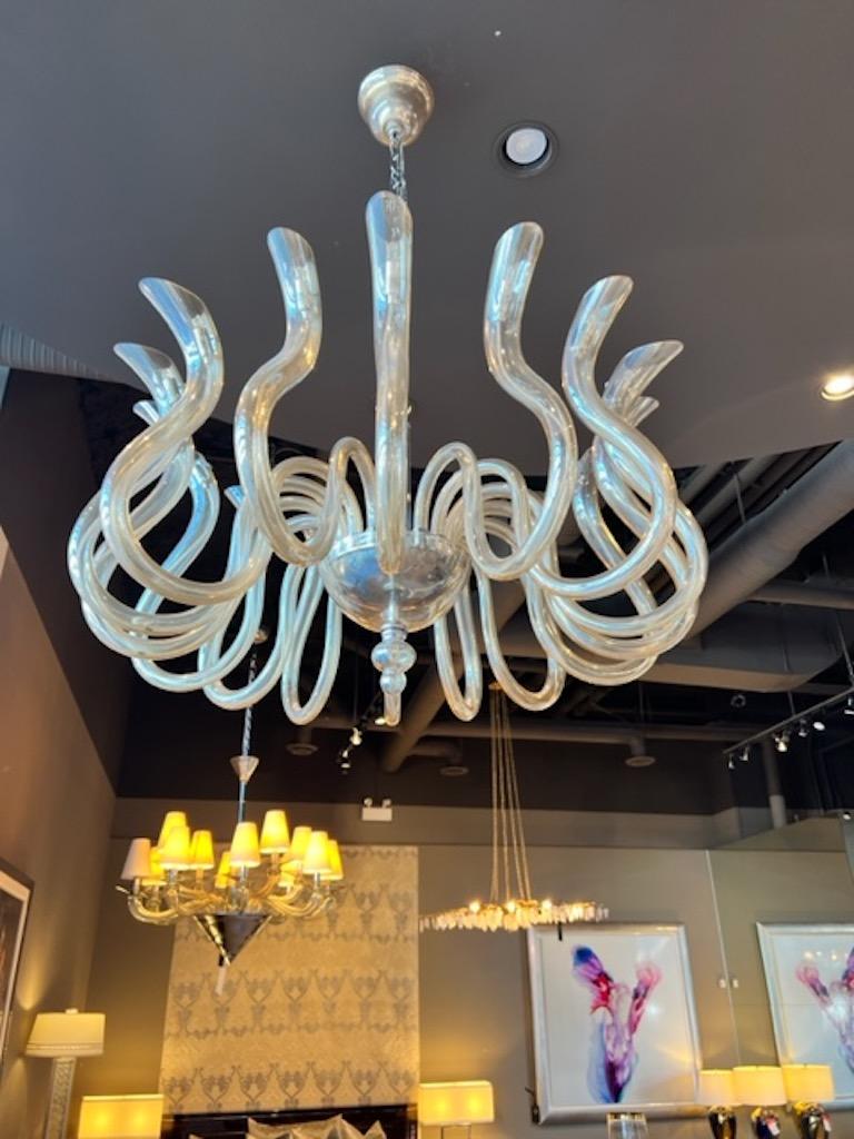 Chinese Champagne blown glass chandelier For Sale