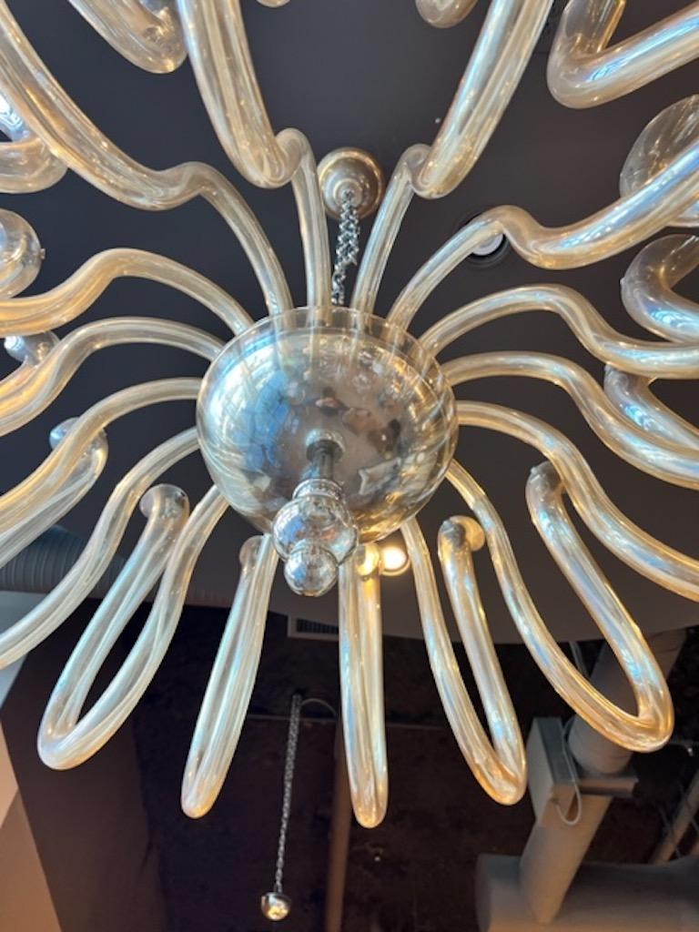 Champagne blown glass chandelier In New Condition For Sale In Vancouver, CA