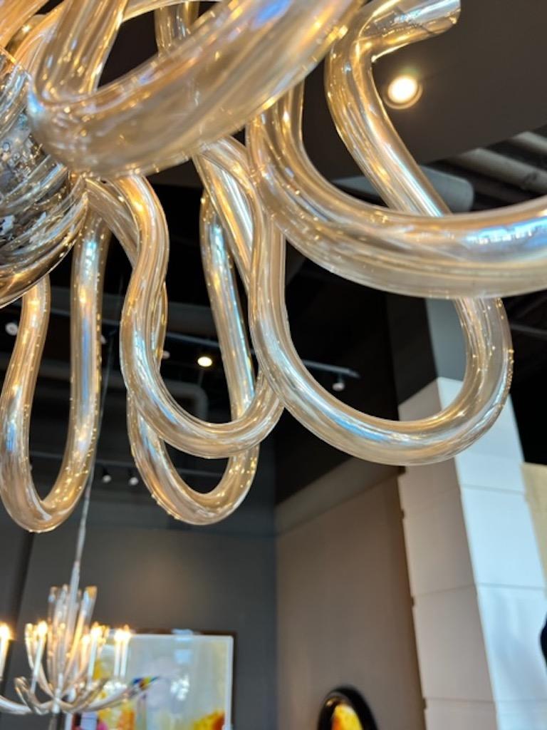 Champagne blown glass chandelier In New Condition For Sale In Vancouver, CA