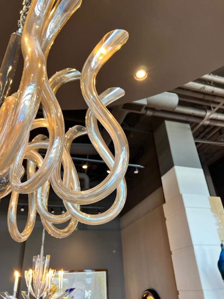 Contemporary Champagne blown glass chandelier For Sale