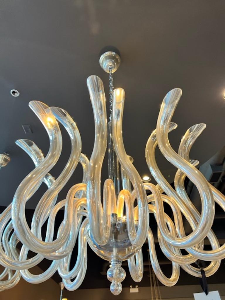 Blown Glass Champagne blown glass chandelier For Sale