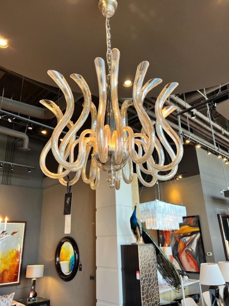 Champagne blown glass chandelier For Sale 1