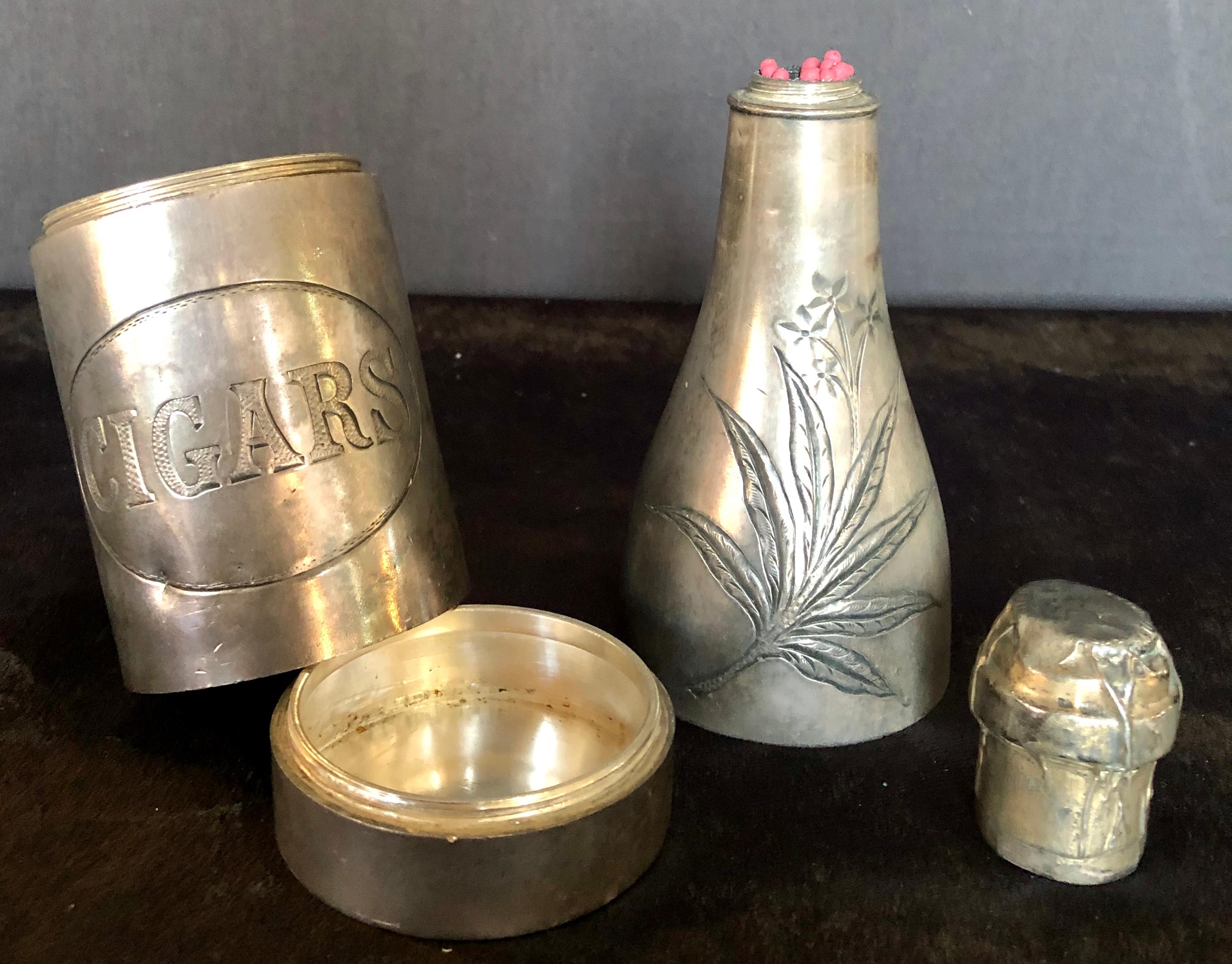 Silver Plate Champagne Bottle Cigar Holder Pairpoint Manufacturing.Co. Part of a Large Collec