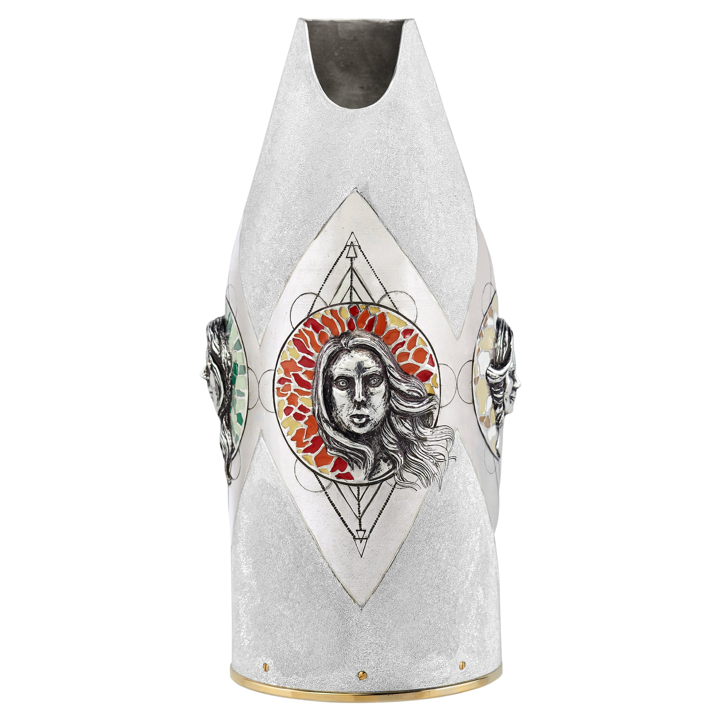 Champagnerflaschenbezug, Achimia, Luxusgeschenk, Massivsilber, hergestellt in Italien, 2024