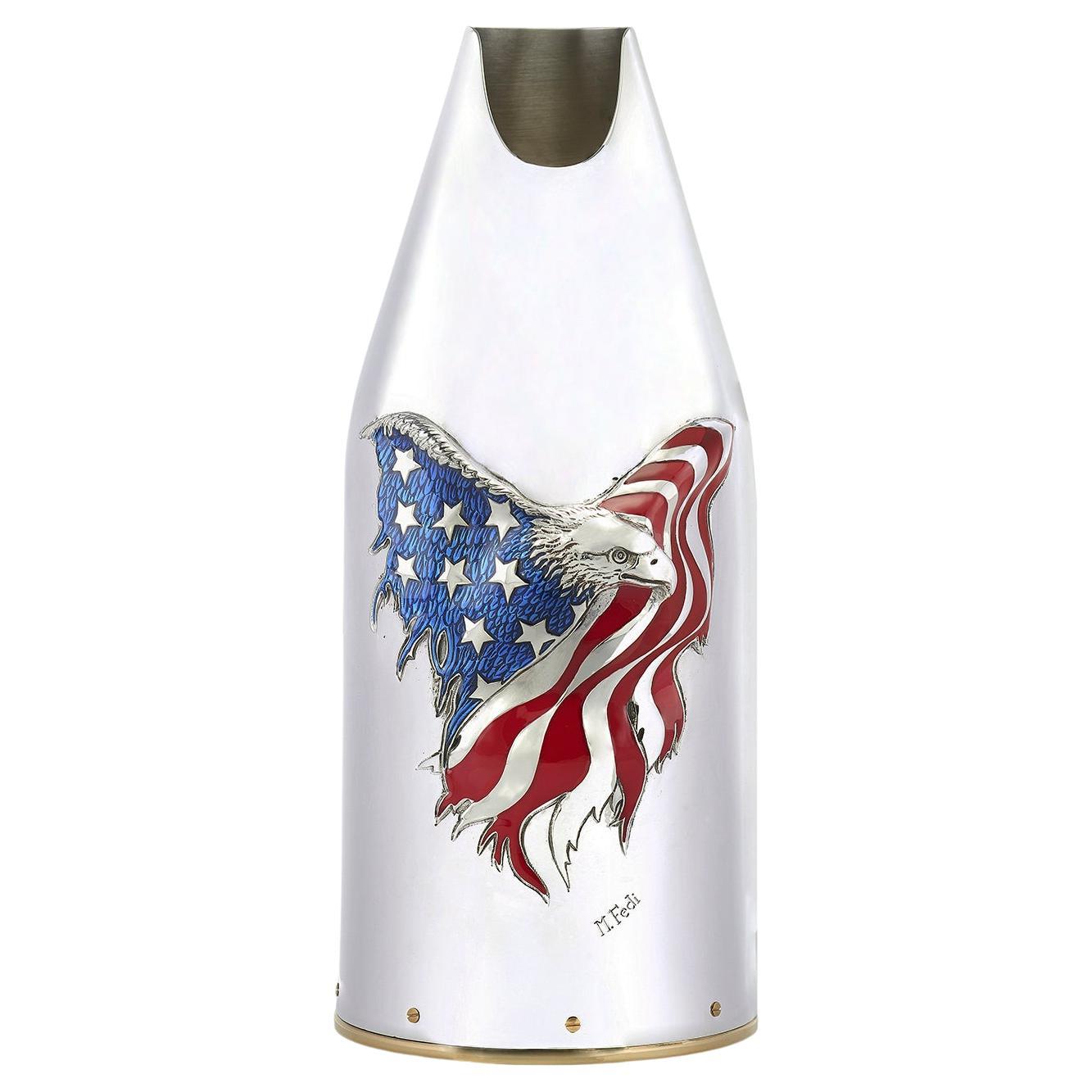 Champagne Bottle Cover, American Eagle, High End Gift Idea, Pure Silver, Italy For Sale