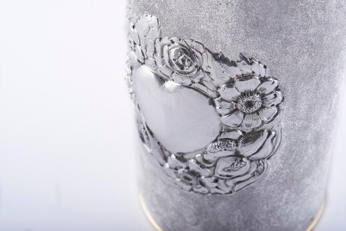 Women's or Men's Champagne Bottle Cover, Heart&Roses, Luxury Personalized Wedding Gift, 2024 For Sale