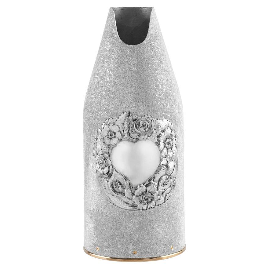 Champagne Bottle Cover, Heart&Roses, Luxury Personalized Wedding Gift, 2024 For Sale