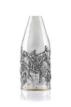 Champagne Bottle Cover, High-End Tableware Piece, Silver 999/°°, Hand Made Italy