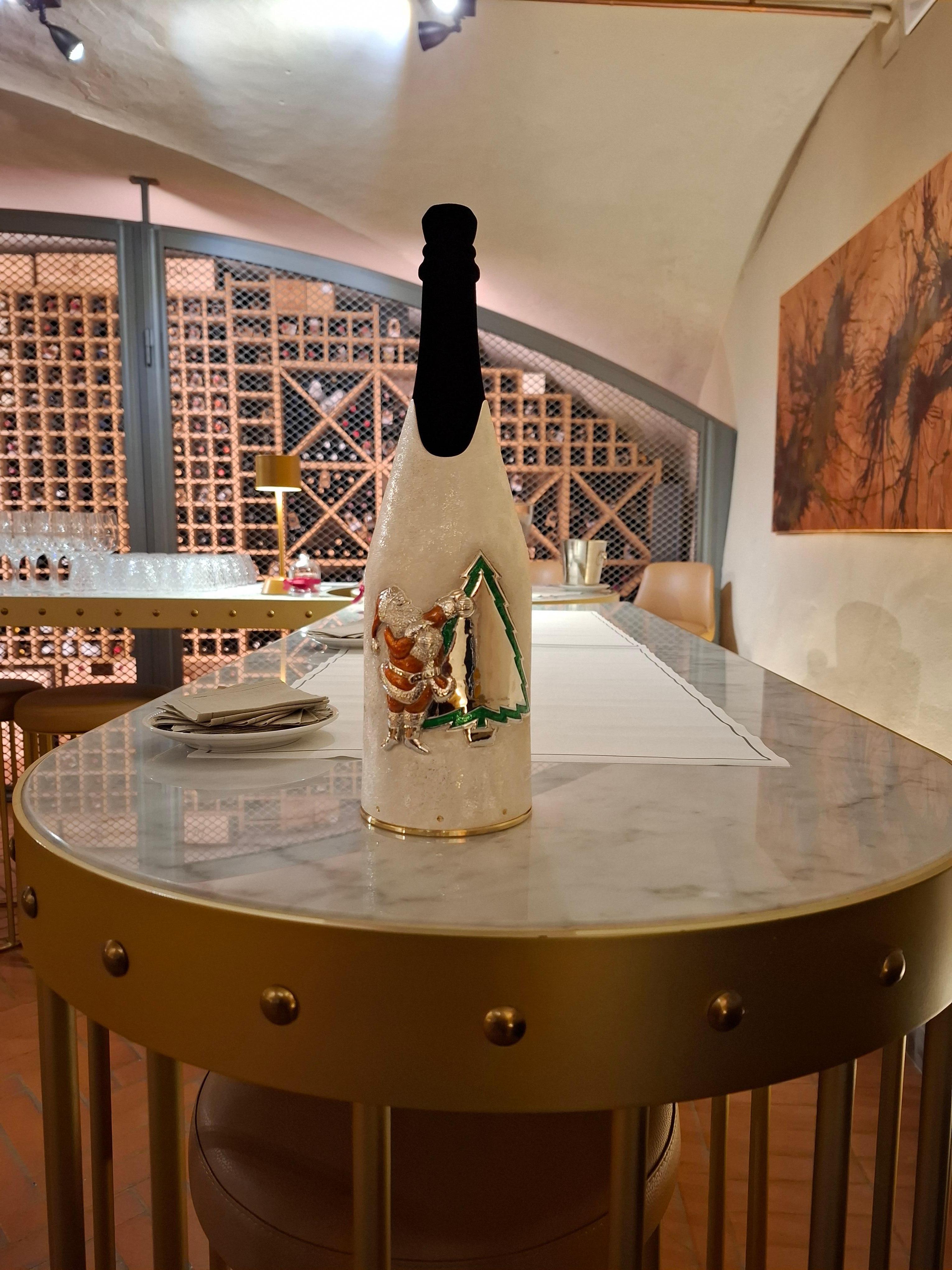 Moderno Champagne Bottle Cover, Merry Christmas, Luxury Christmas Gift, Hand made, Italy in vendita