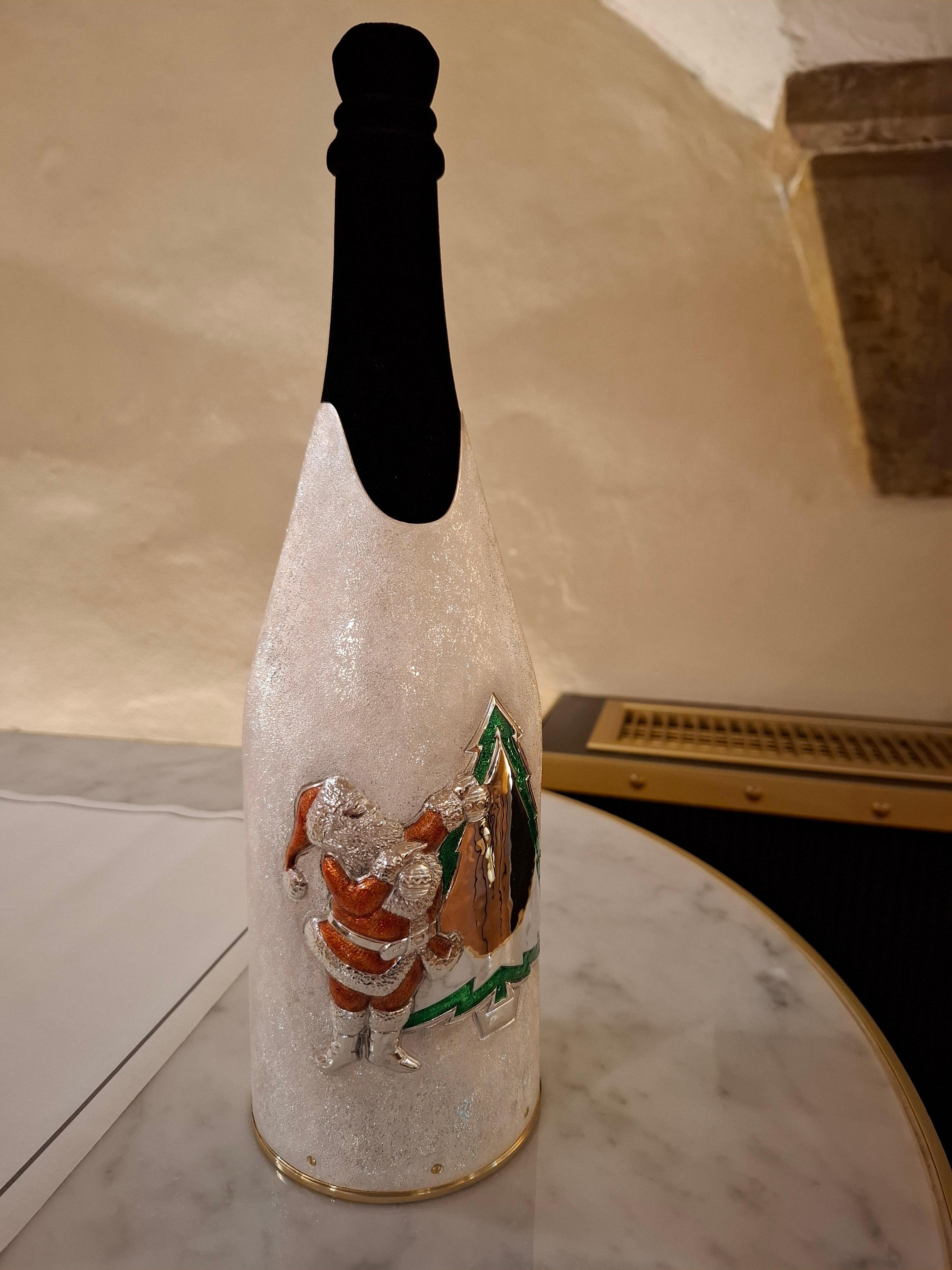 Champagne Bottle Cover, Merry Christmas, Luxury Christmas Gift, Hand Made, Italy For Sale 4