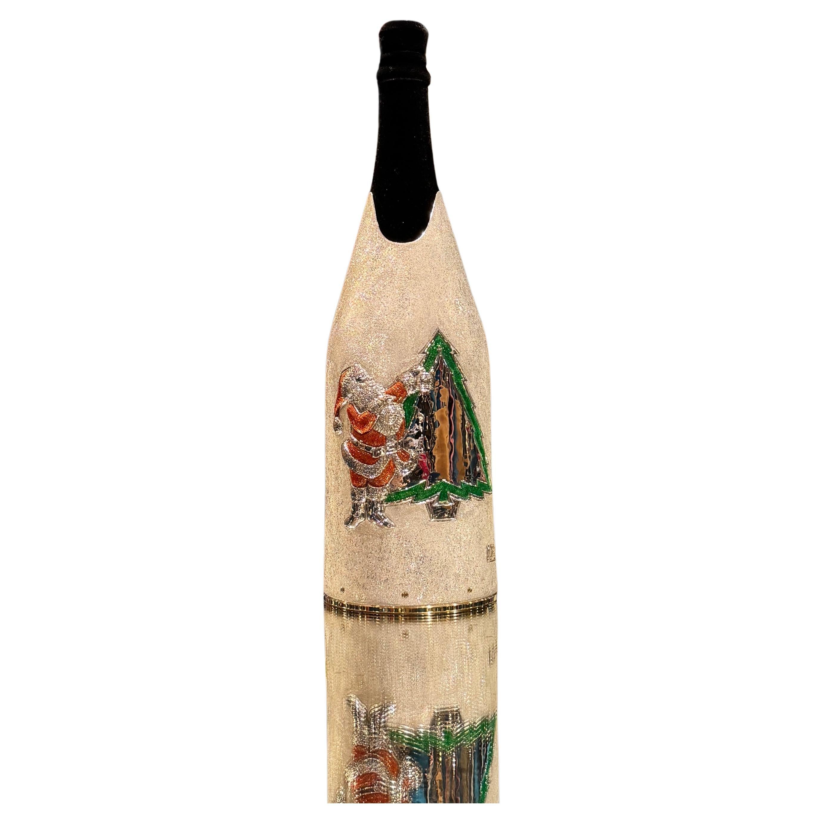 Housse de bouteille de champagne, Joyeux Noël, Cadeau de Noël de luxe, Hand Made, Italie