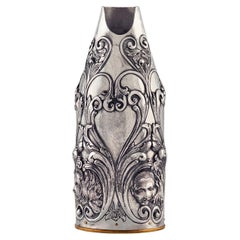 Funda para botella de champán, Renacimiento, Regalo de lujo, Plata pura, Hecho a mano