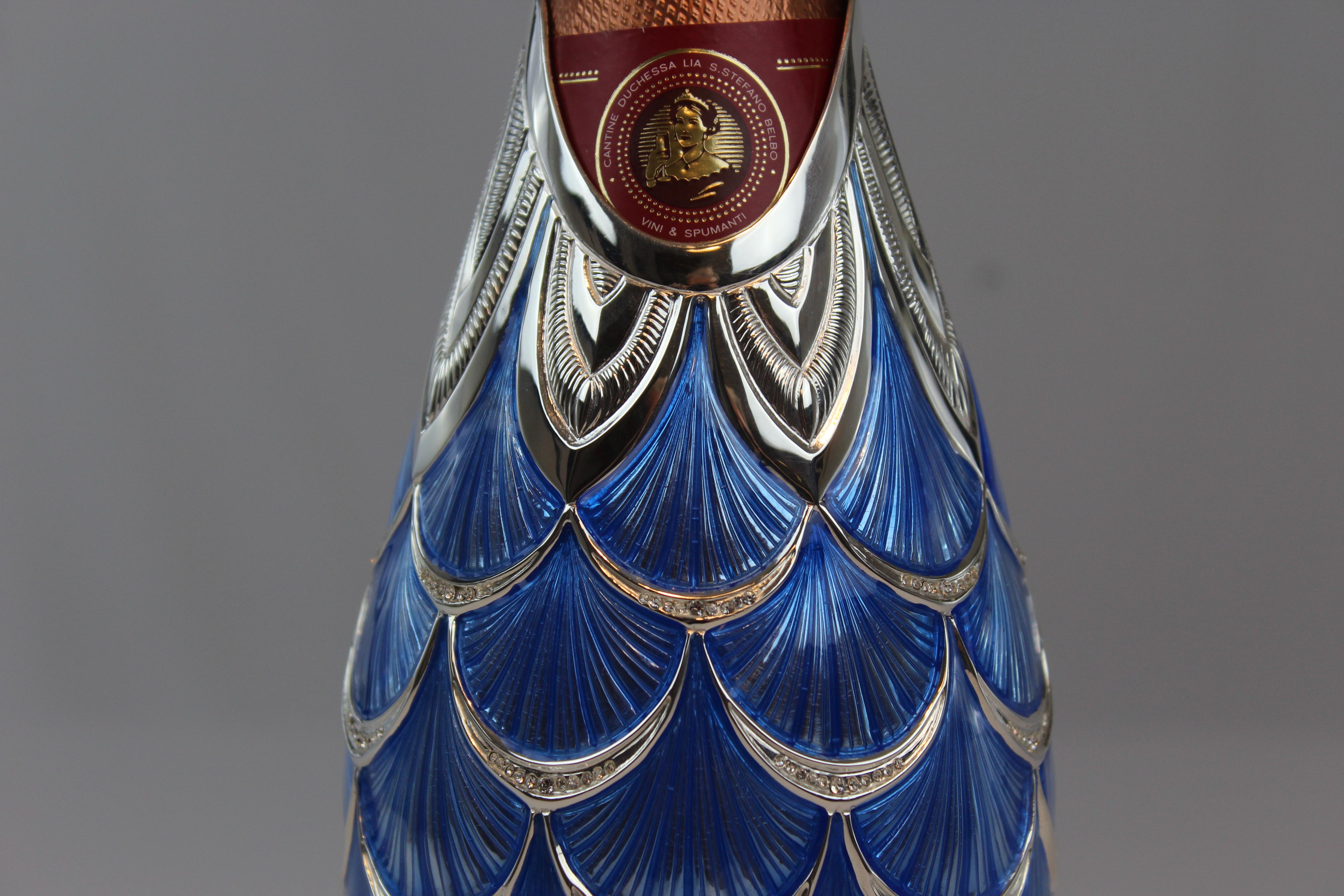 Champagne Bottle Cover, Solid pure silver, New Sapphire, Luxury Gift 2025, Italy In condizioni Nuovo in vendita a Firenze, IT