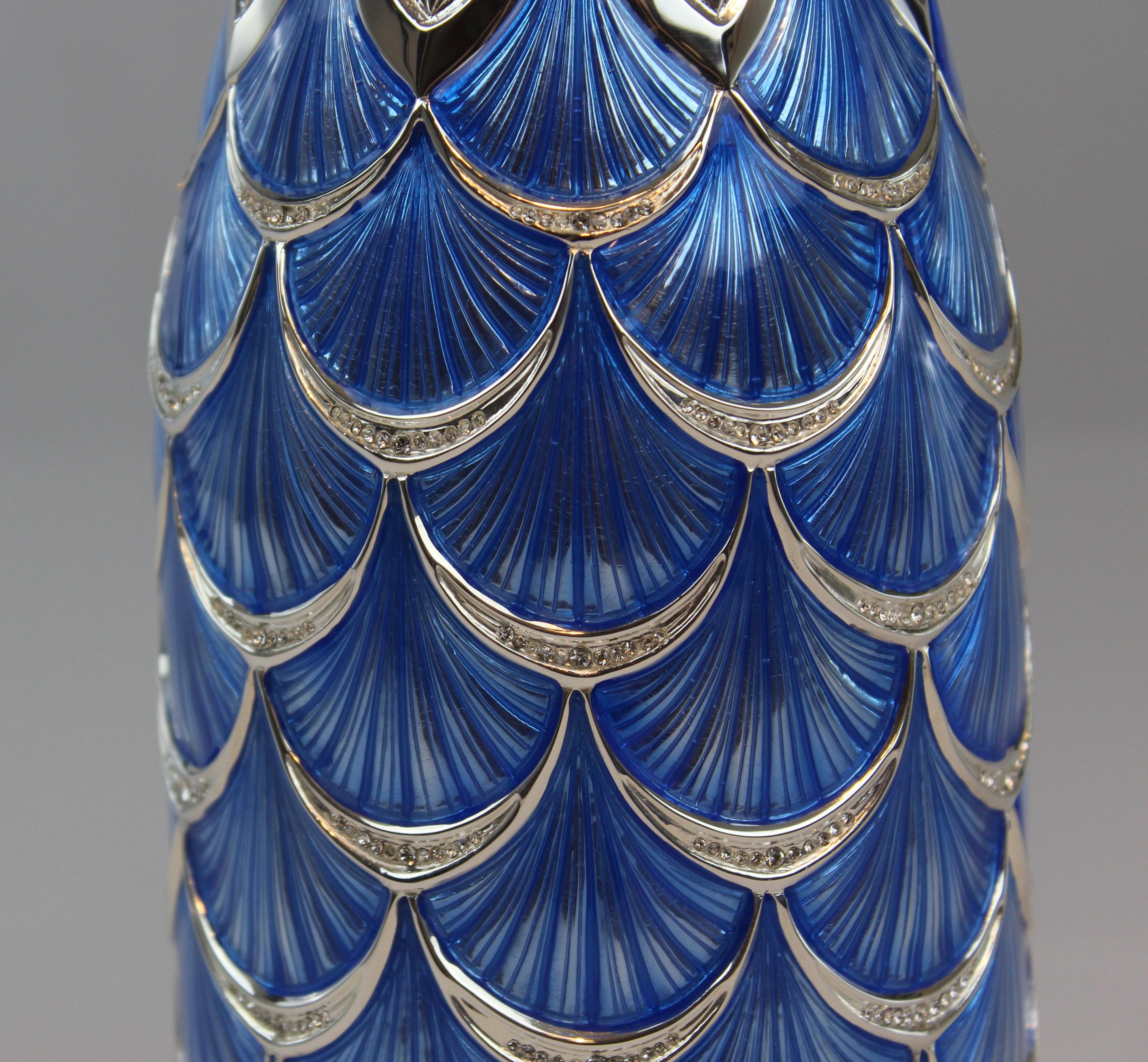 Italian Champagne Bottle Cover Zaffiro, Solid Silver, Hand Made, Luxury Gift, Italy 2025 en vente
