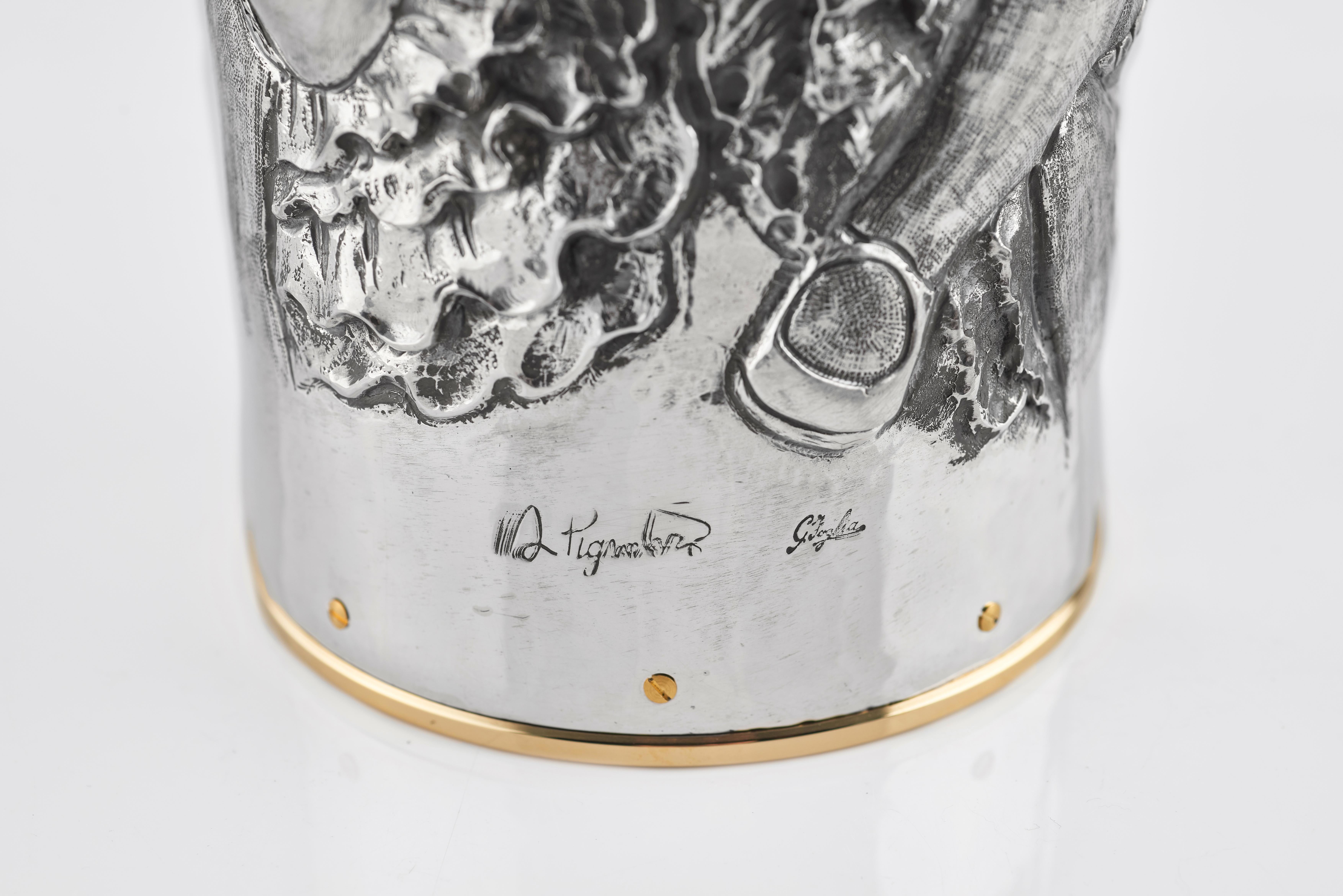Hand-Crafted Champagne Bottle Cover, Can Can, Silver, Luxory Gift, Hand Made, Italy, 2024 For Sale