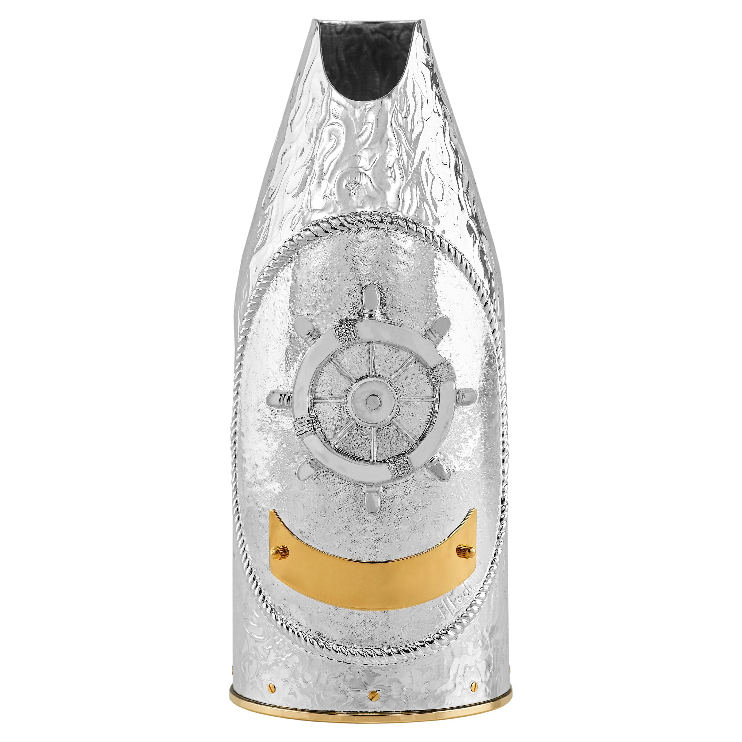 Champagne Bottle Cover, Helm, Luxory Personalized Yacht accesories, Silver