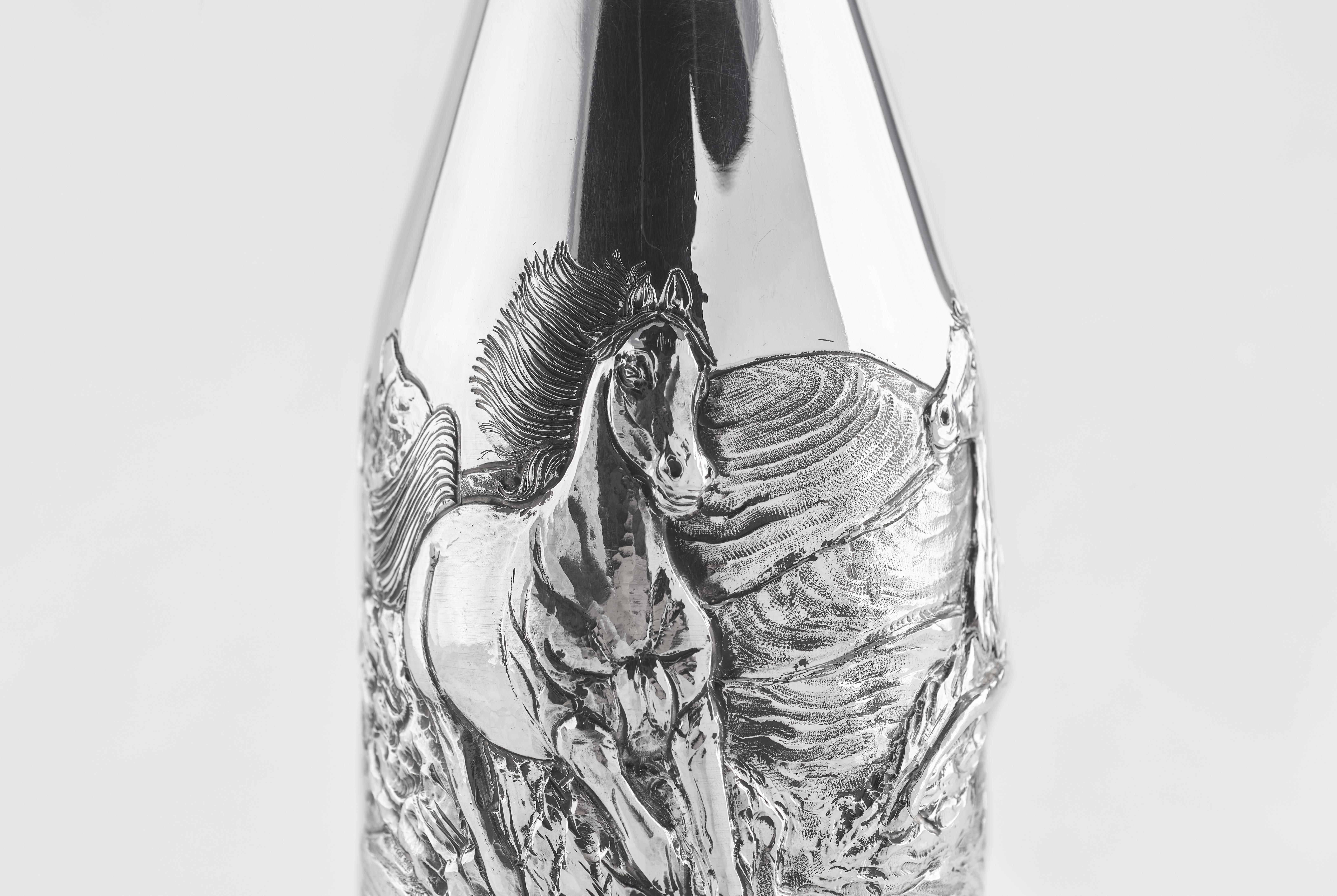 Champagne Bottle Cover, Luxury Gift, Spirit, Solid Silver, Made In Italy, 2024 For Sale 3