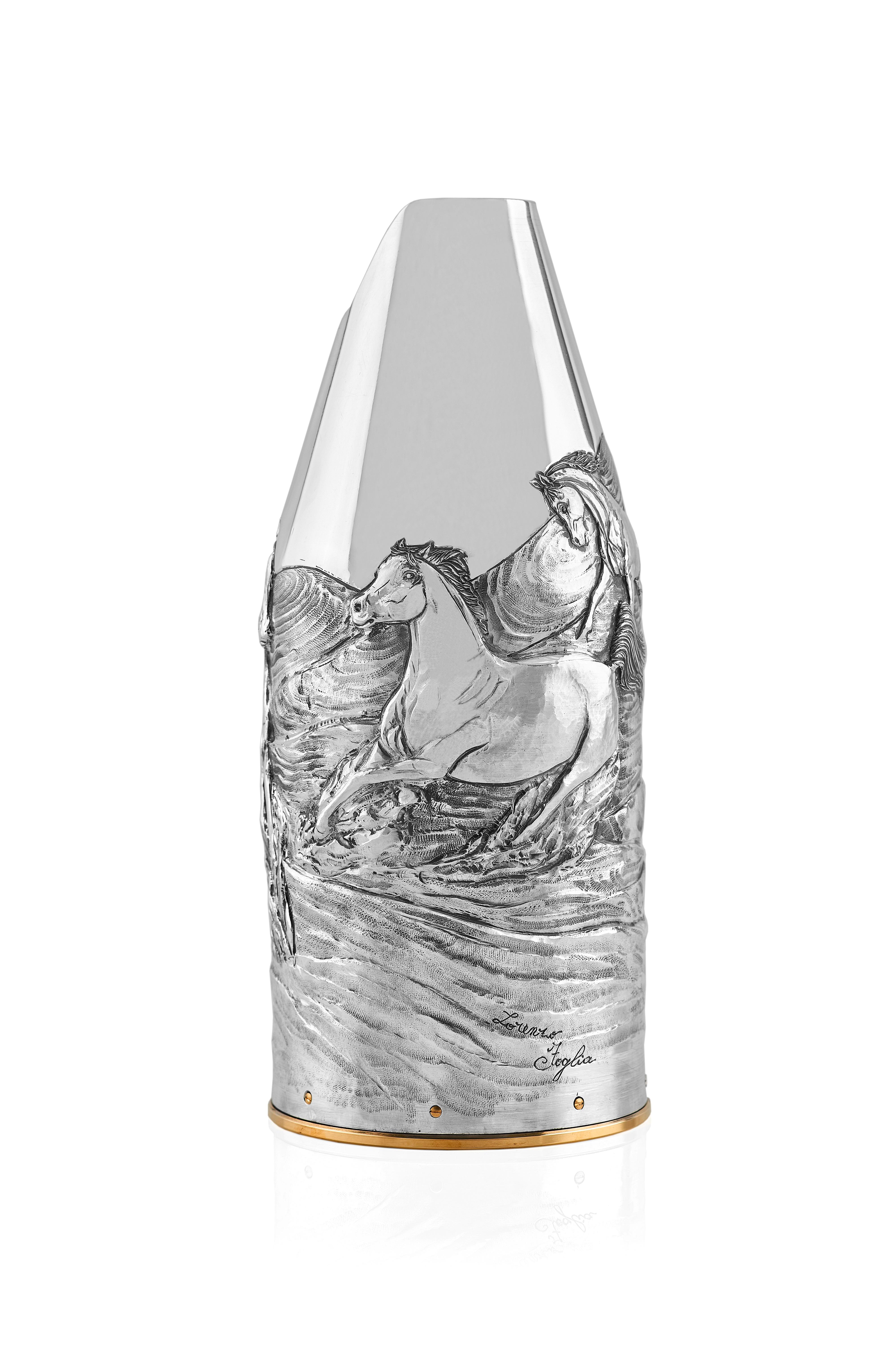Champagne Bottle Cover, Luxury Gift, Spirit, Solid Silver, Made In Italy, 2024 For Sale 4