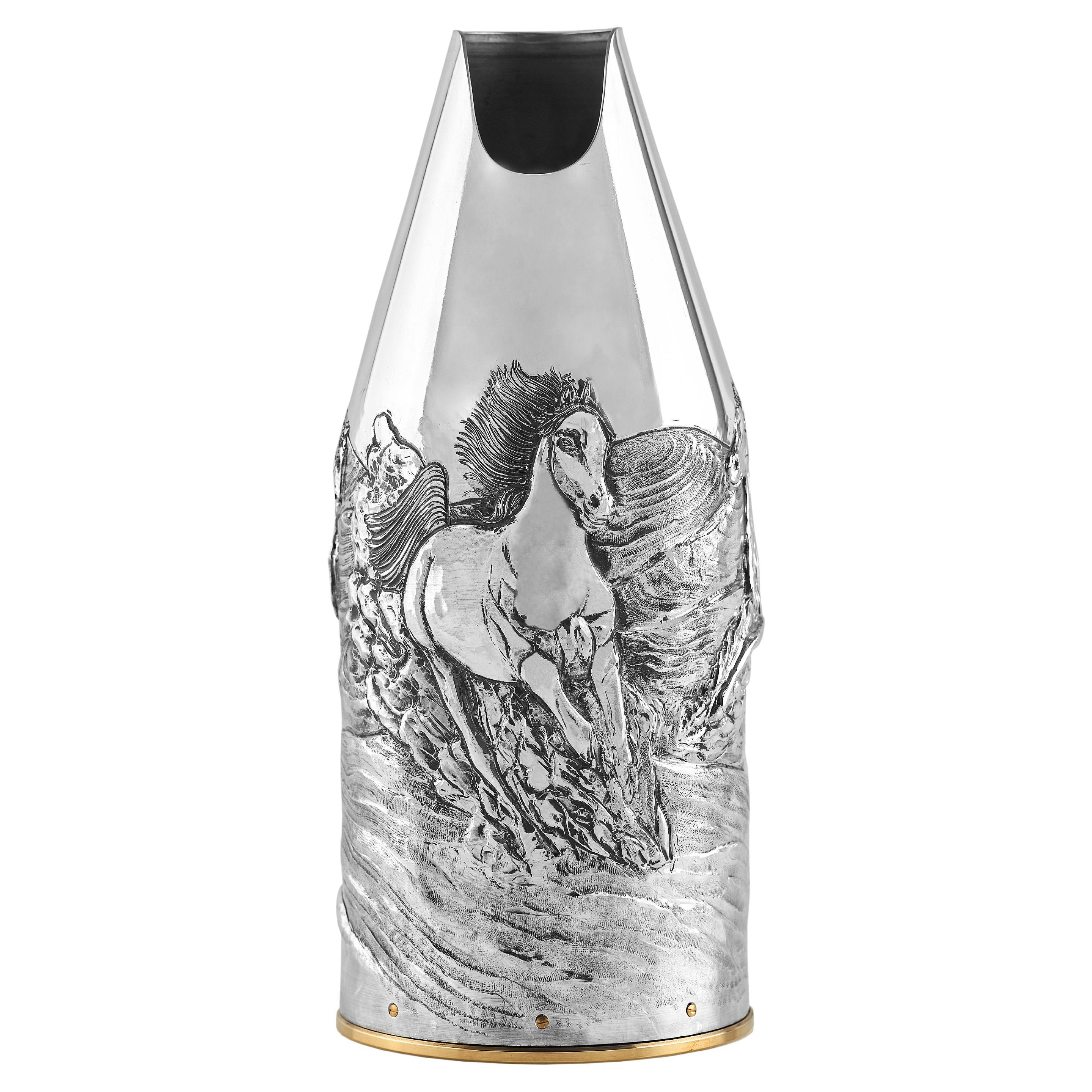 Champagne bottle K-over, Spirit, Solid Pure Italian Silver 