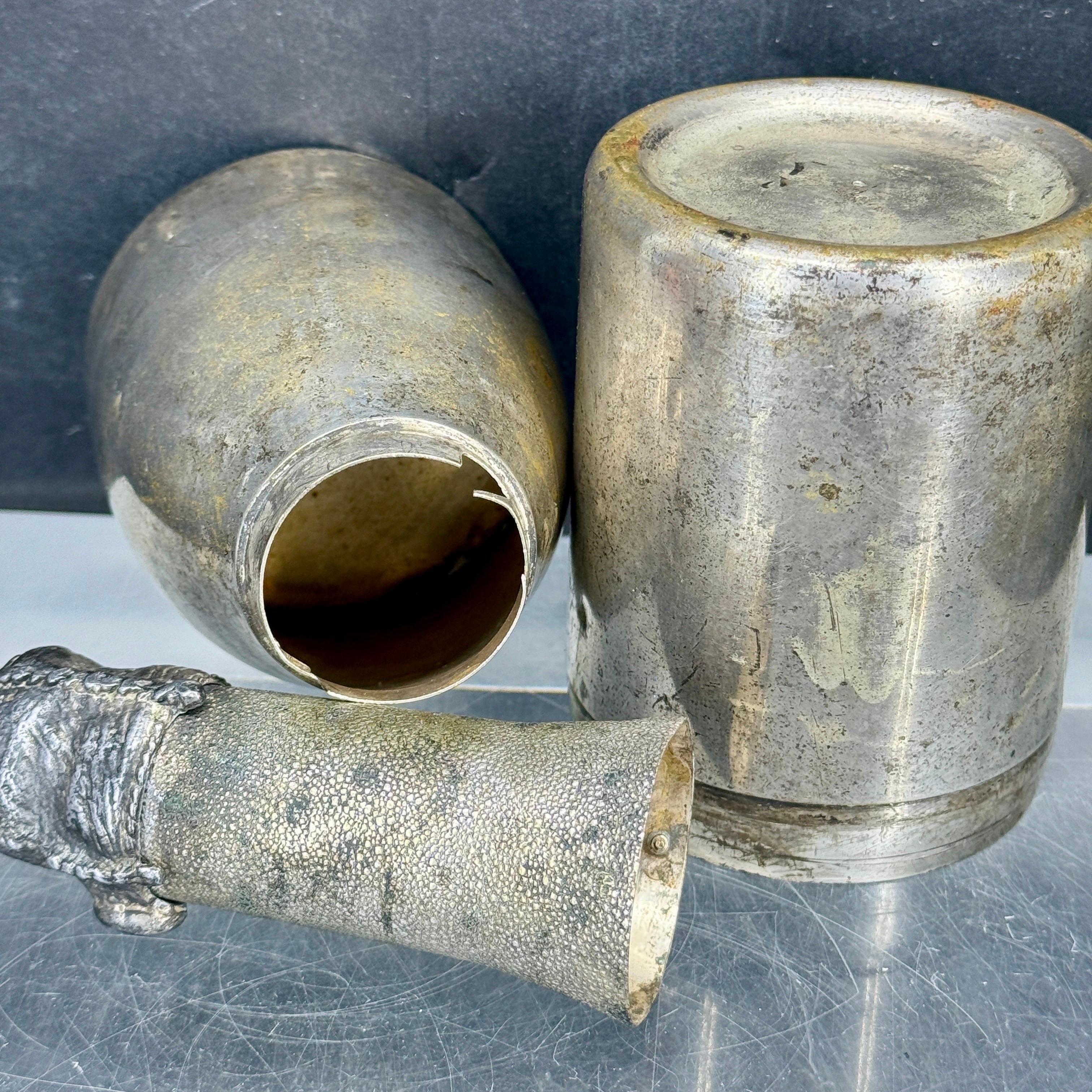 Champagne Bottle Shaker in Silver Plate Metal and Brass, France, 1930's For Sale 5