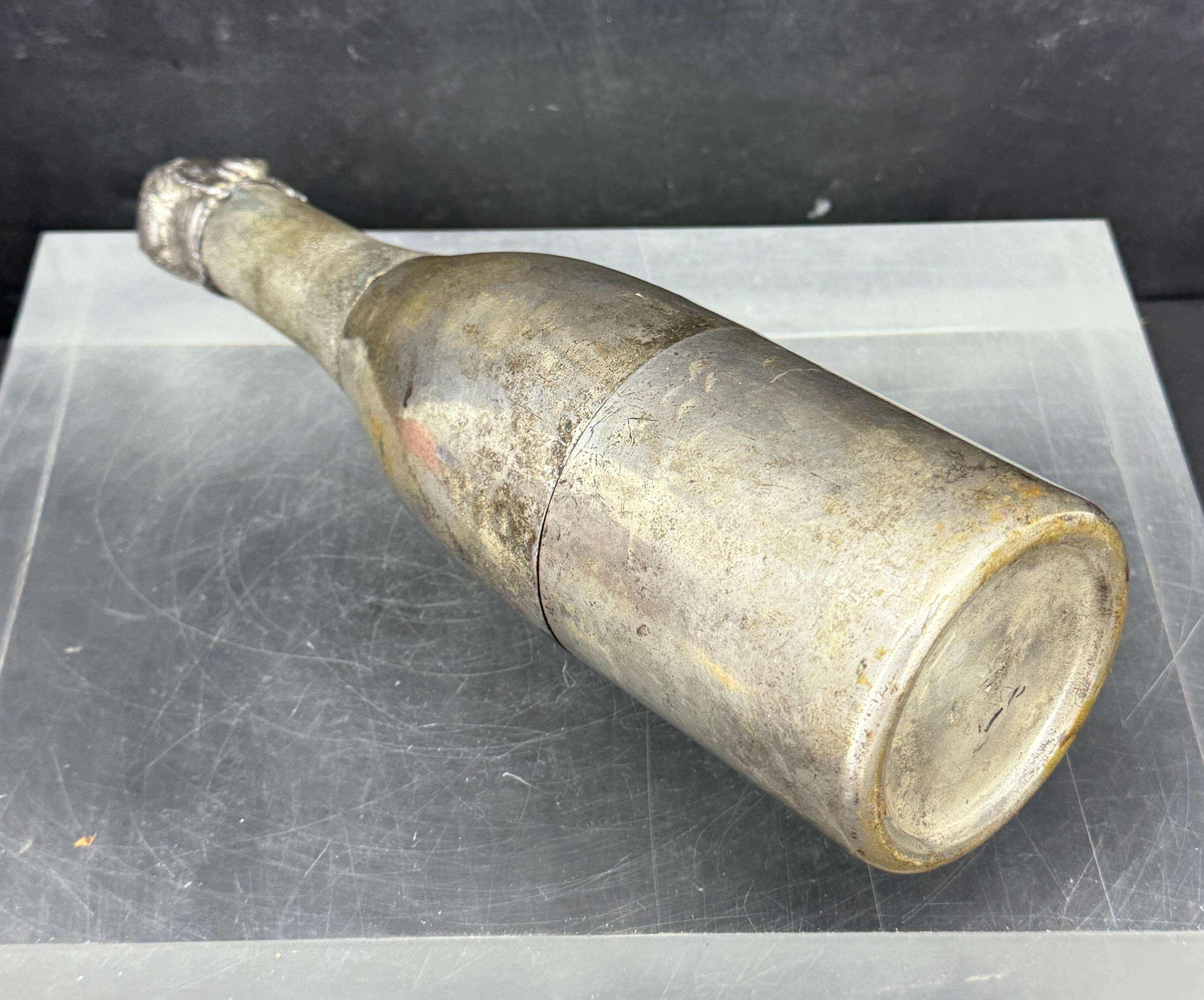 Champagne Bottle Shaker in Silver Plate Metal and Brass, France, 1930's In Good Condition For Sale In Haddonfield, NJ