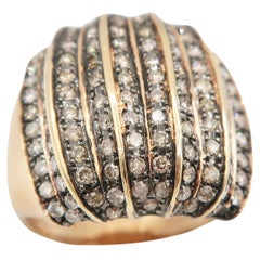 Champagne Brown Diamond Wide Ridge Ring in 18 Karat Pink Rose Gold