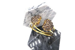 Champagne Brown Diamond Woven Heart 18 Karat Yellow Gold Bangle