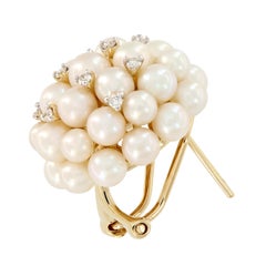 Champagne Bubble Pearl Diamond Cluster Earrings