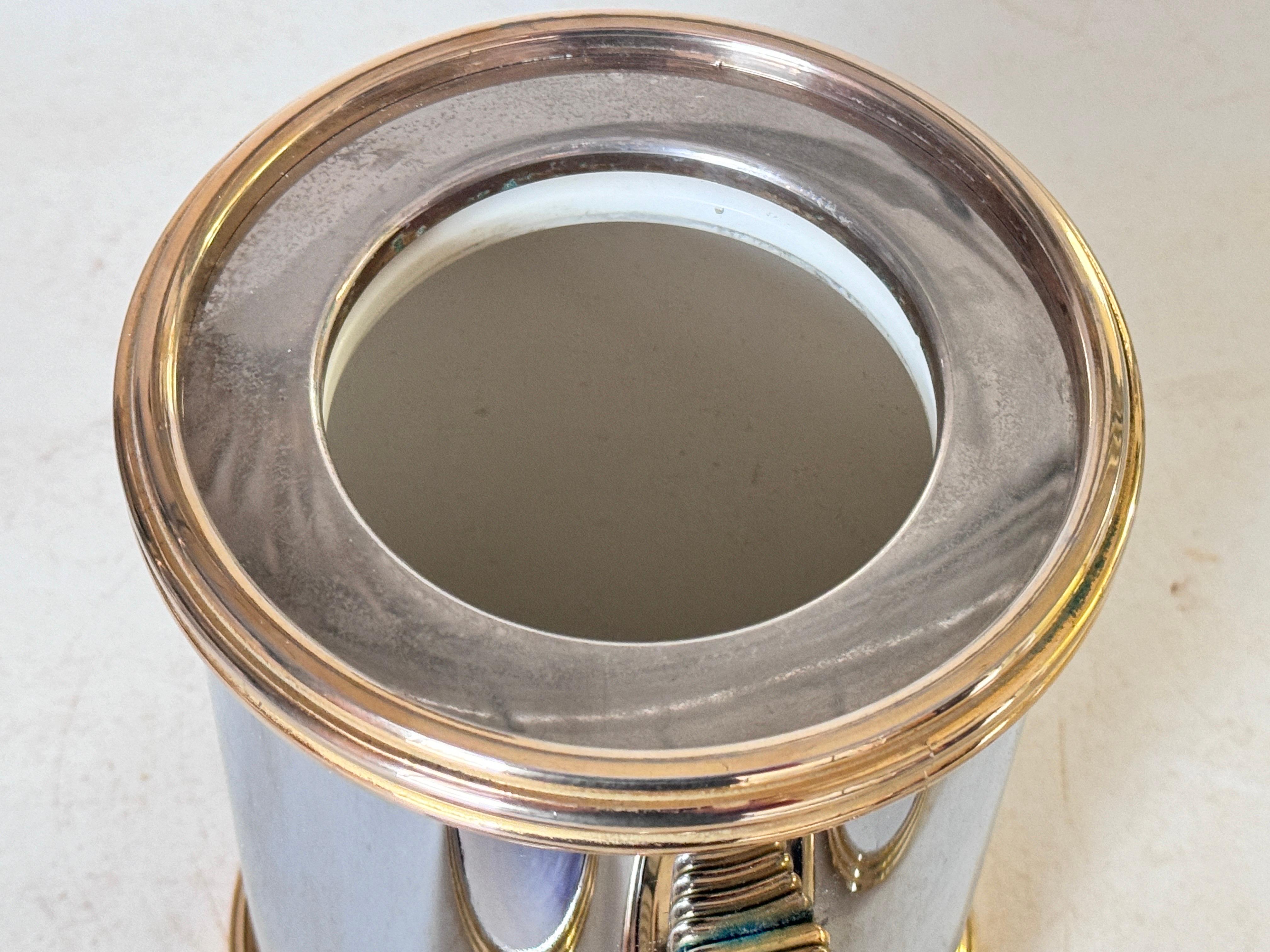 Mid-Century Modern Champagne Bucket in Chrome and  Gold Plated Metal 24 karats By Lancel France  For Sale