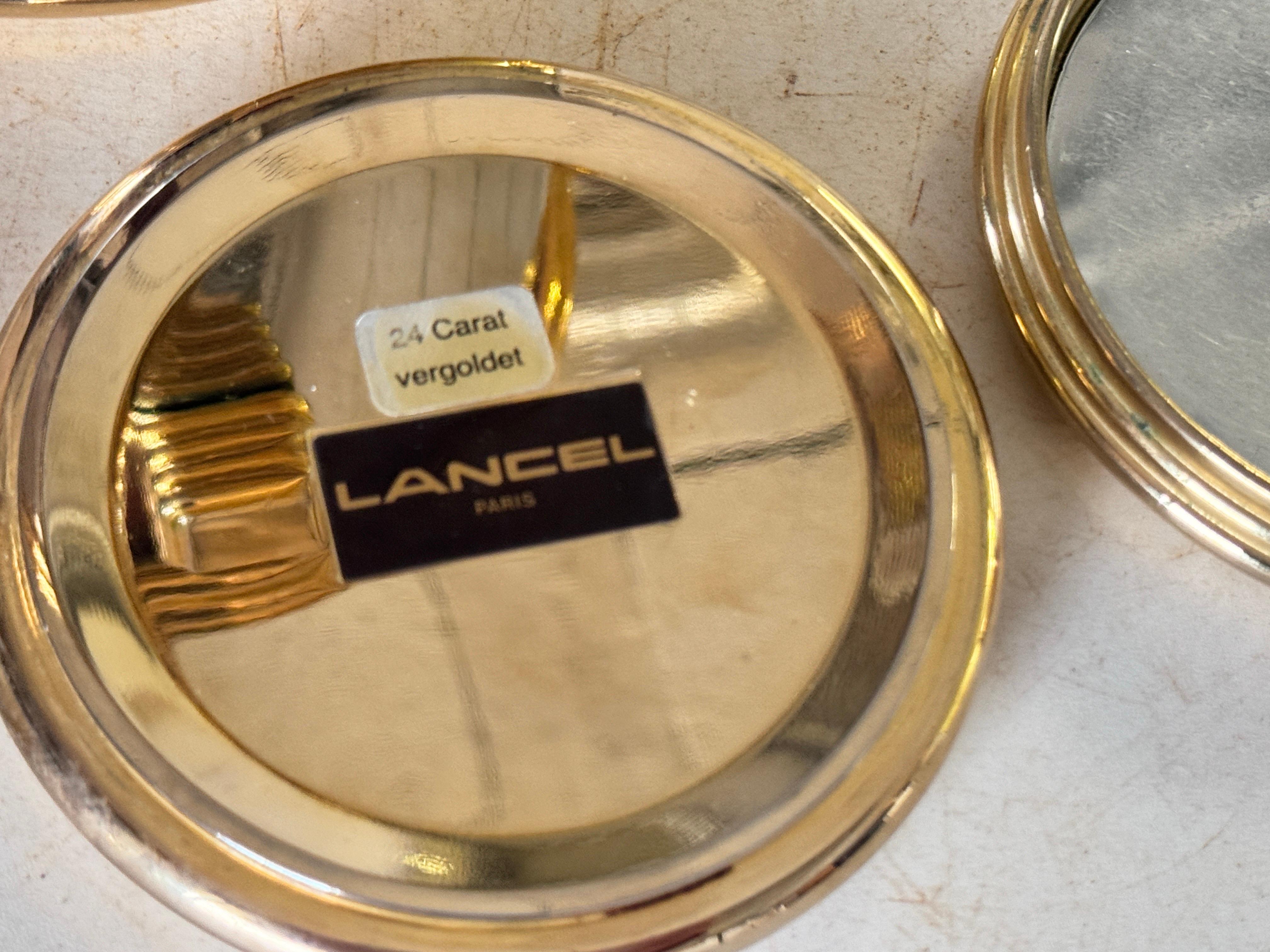 Plaqué or Seau à champagne en chrome et  Métal plaqué or 24 carats de Lancel France 