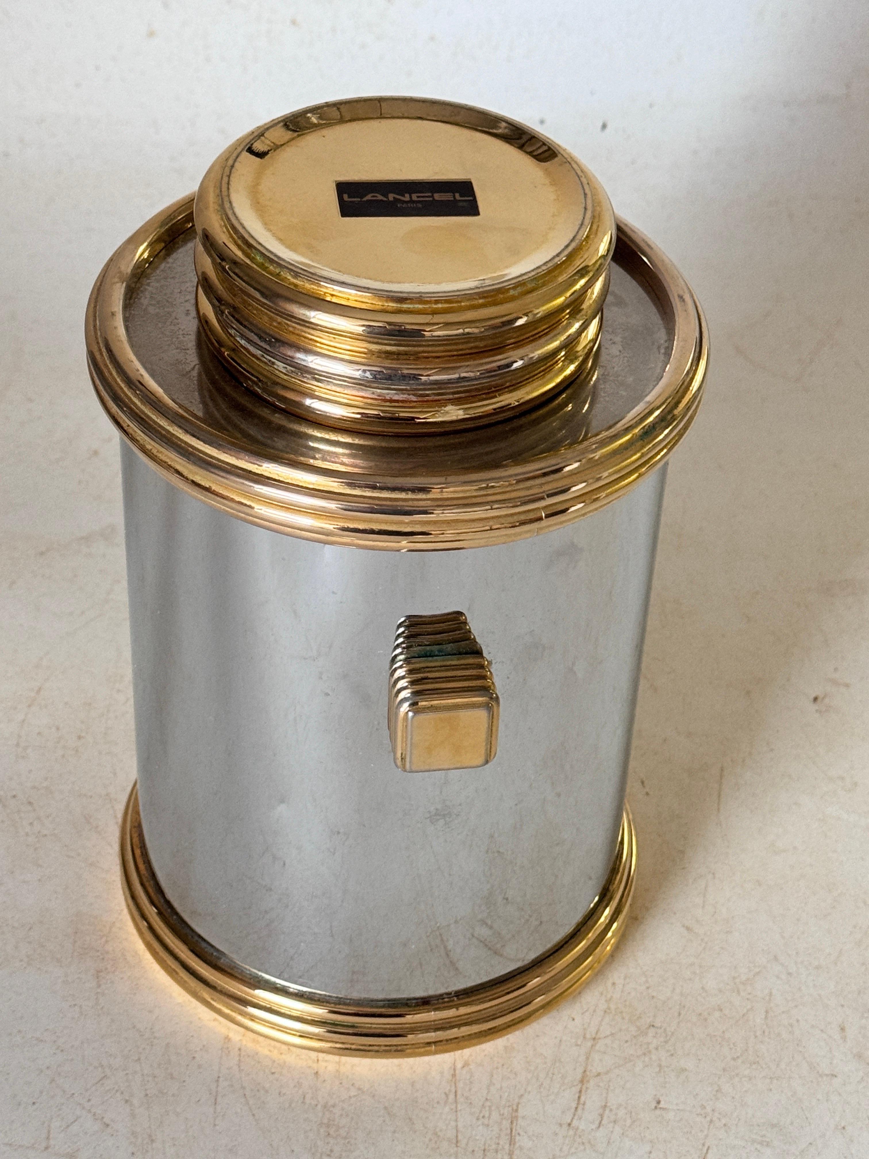 Champagne Bucket in Chrome and  Gold Plated Metal 24 karats By Lancel France  For Sale 1