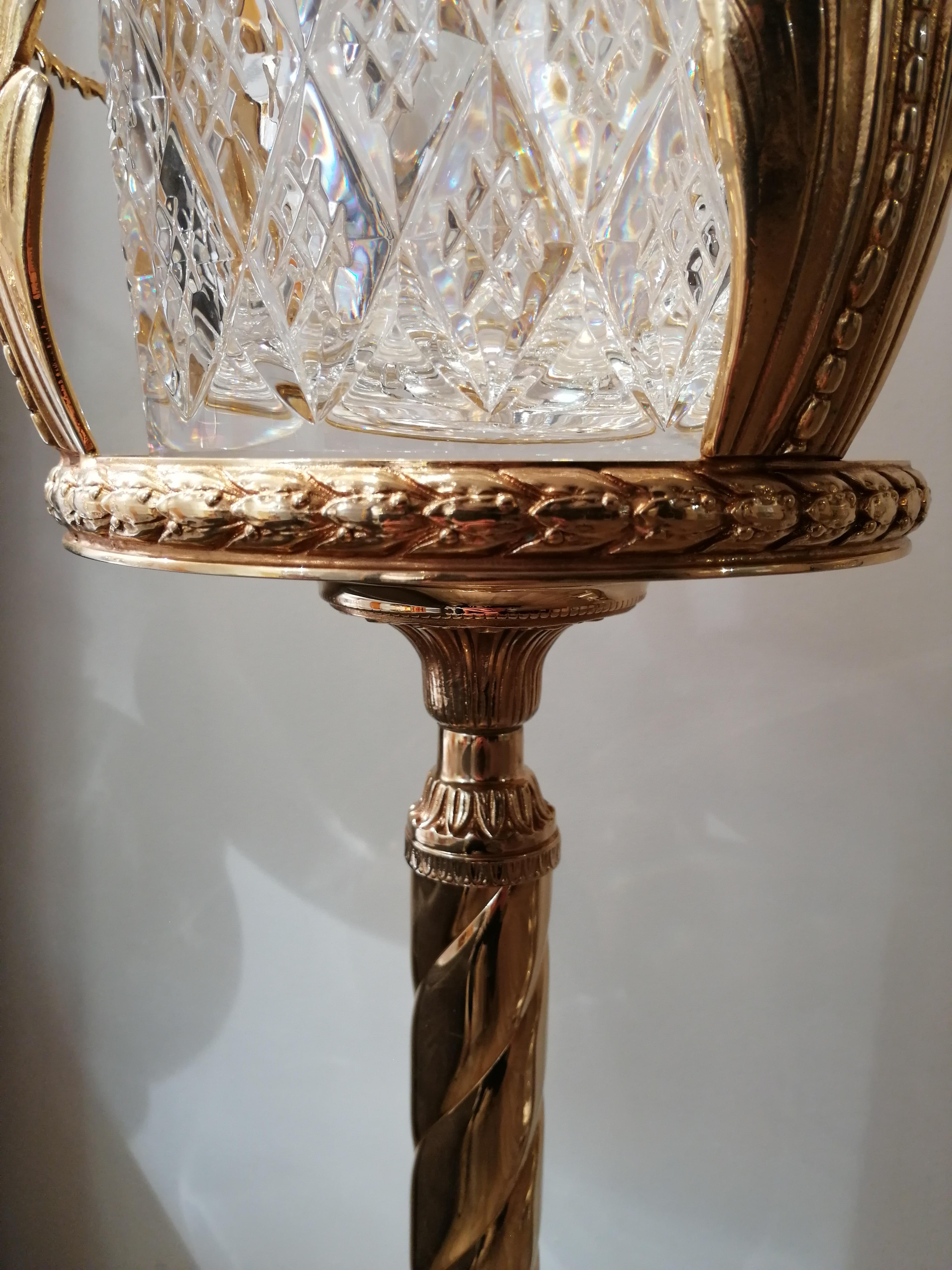 Gold Champagne Bucket in Cristal and Bronze 22-Carats, Oriental Design For Sale