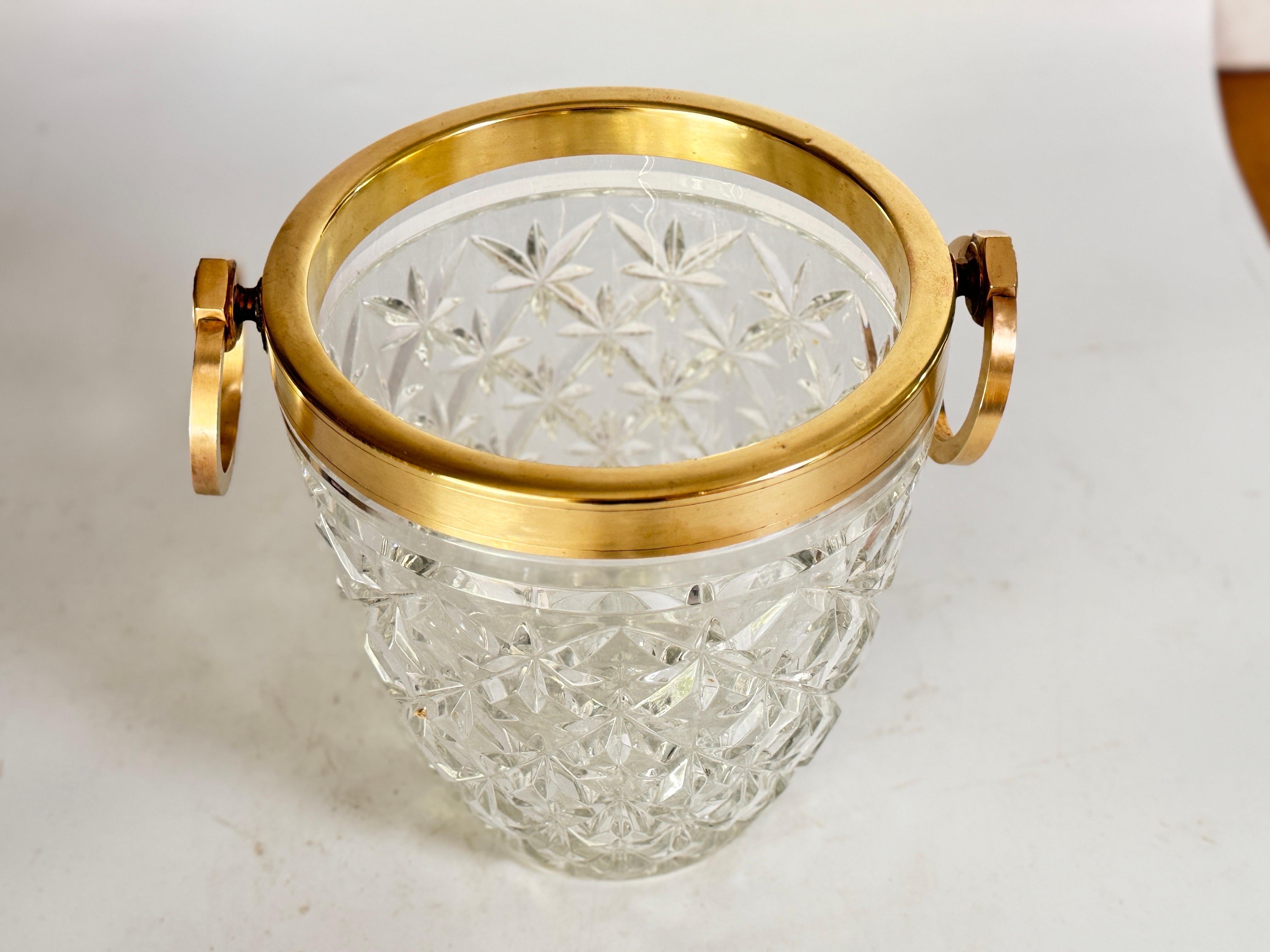 Champagnerkübel aus Kristall und Messing, transparente Farbe, Frankreich, 20. Jahrhundert im Angebot 7