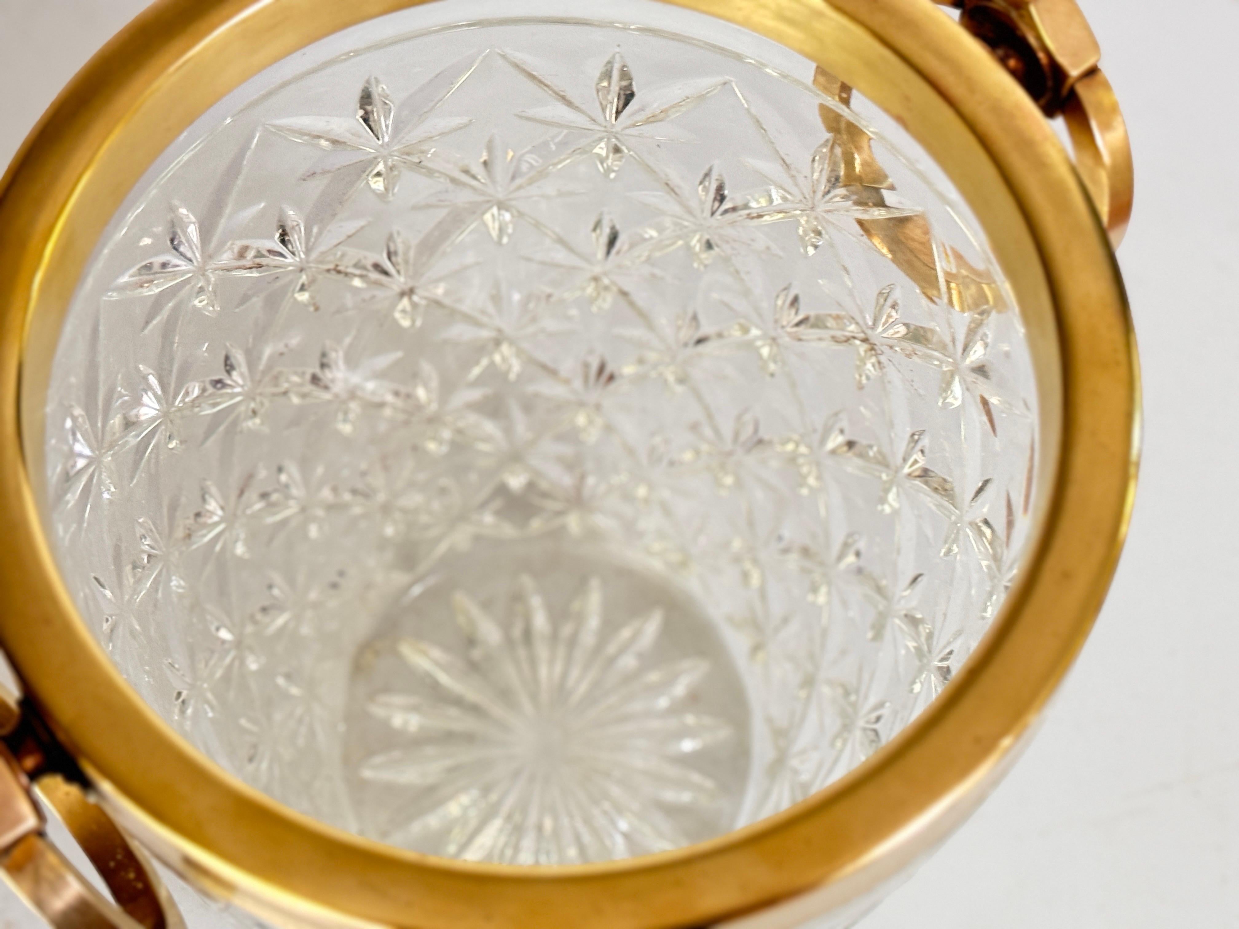 Champagnerkübel aus Kristall und Messing, transparente Farbe, Frankreich, 20. Jahrhundert im Angebot 3