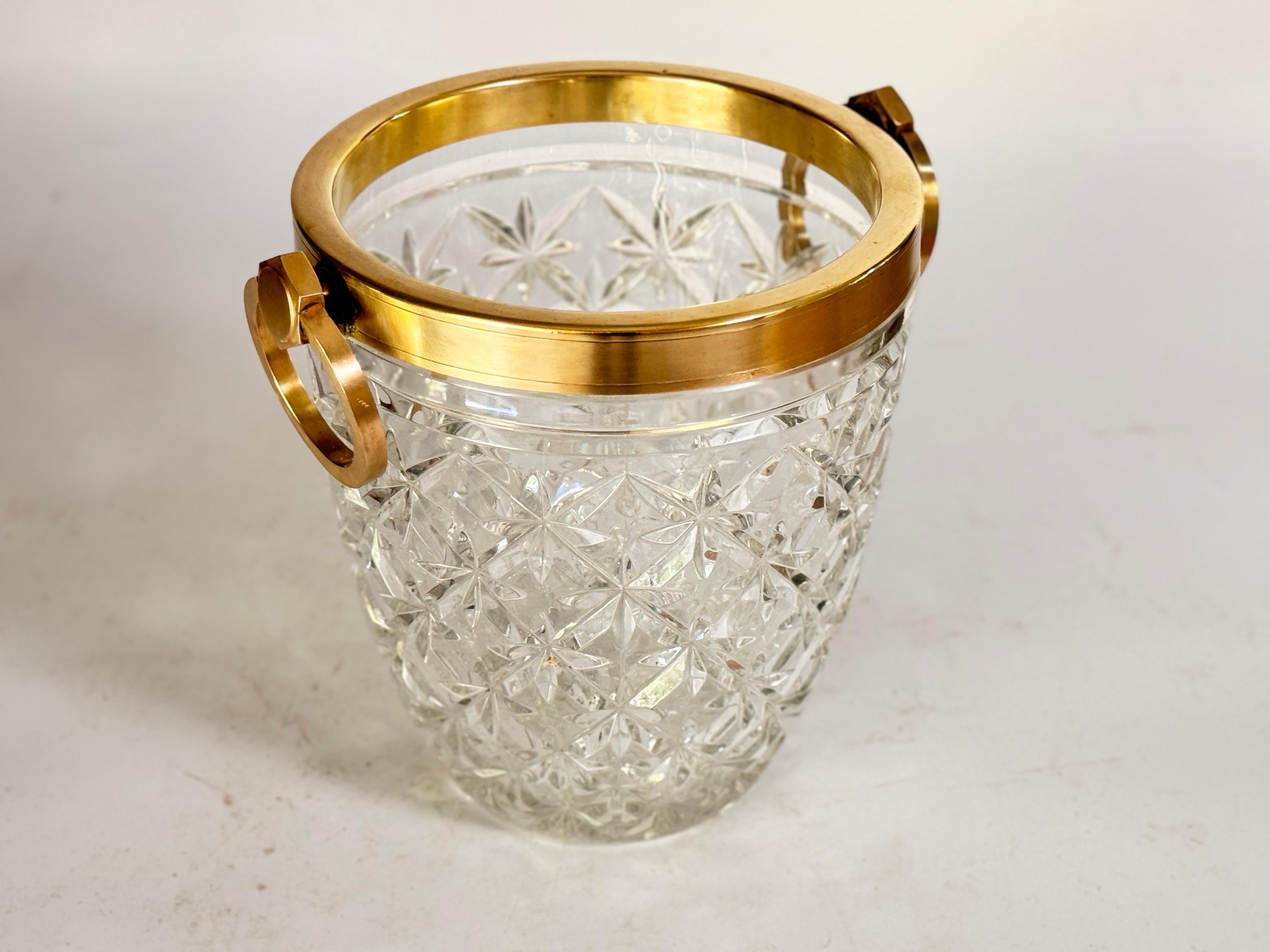 Champagnerkübel aus Kristall und Messing, transparente Farbe, Frankreich, 20. Jahrhundert im Angebot 5