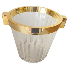 Champagne Bucket in plastic and Brass Transparent Color France 20th Century