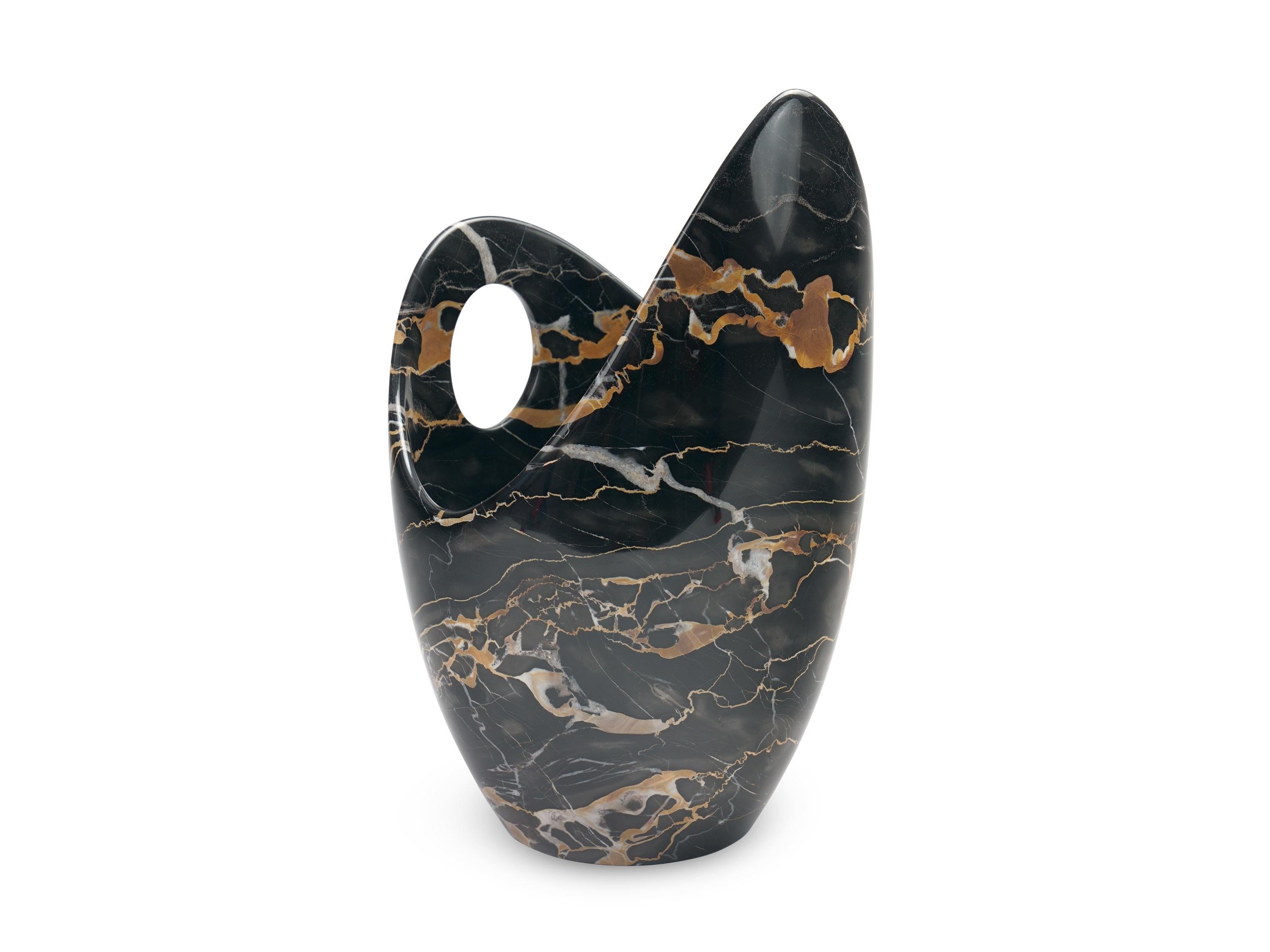 Champagner Eimer Marmor Weinkühler Schwarz Portoro Handmade Collectible Italien (Moderne) im Angebot