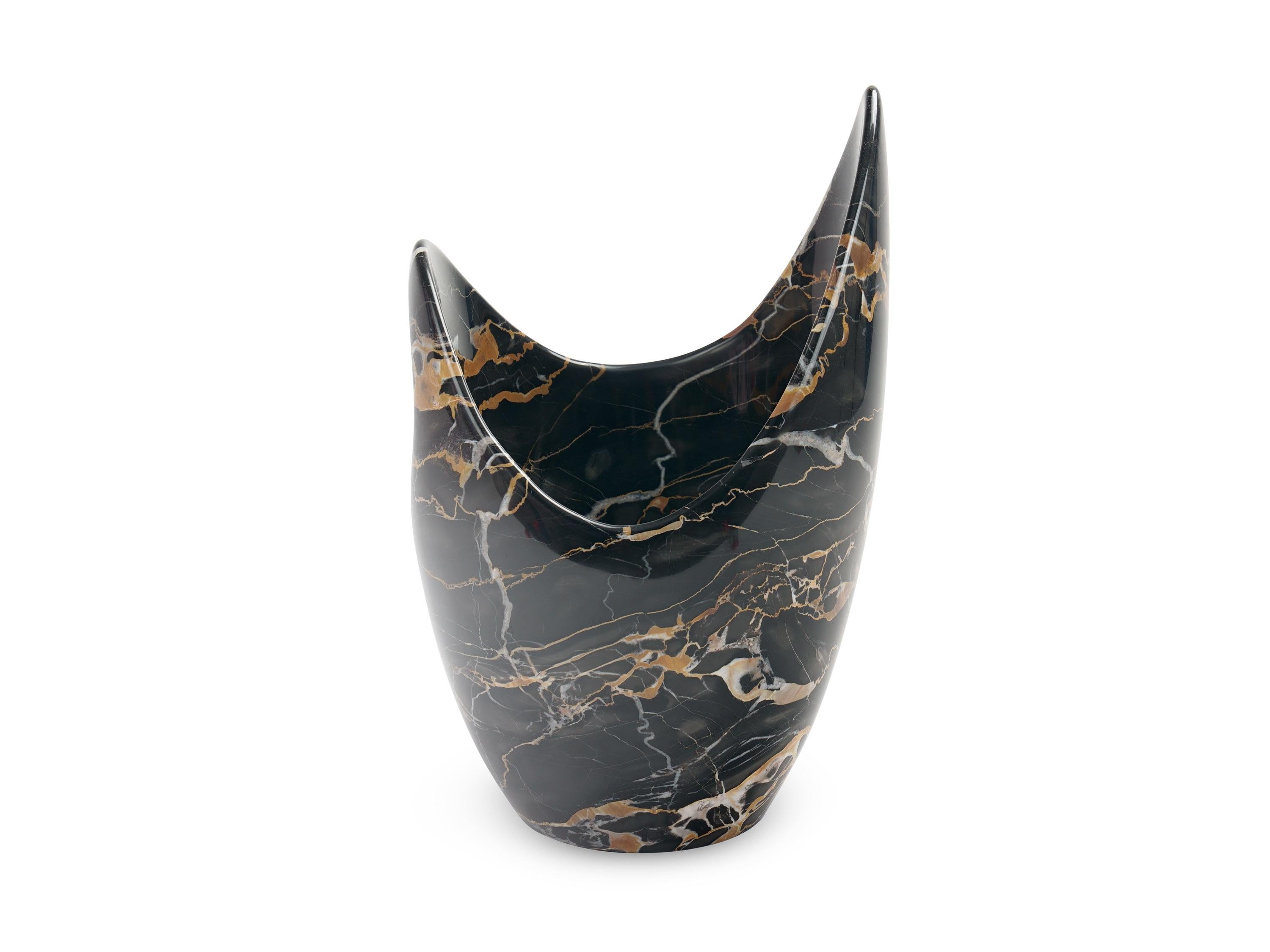 Champagner Eimer Marmor Weinkühler Schwarz Portoro Handmade Collectible Italien (Handgeschnitzt) im Angebot