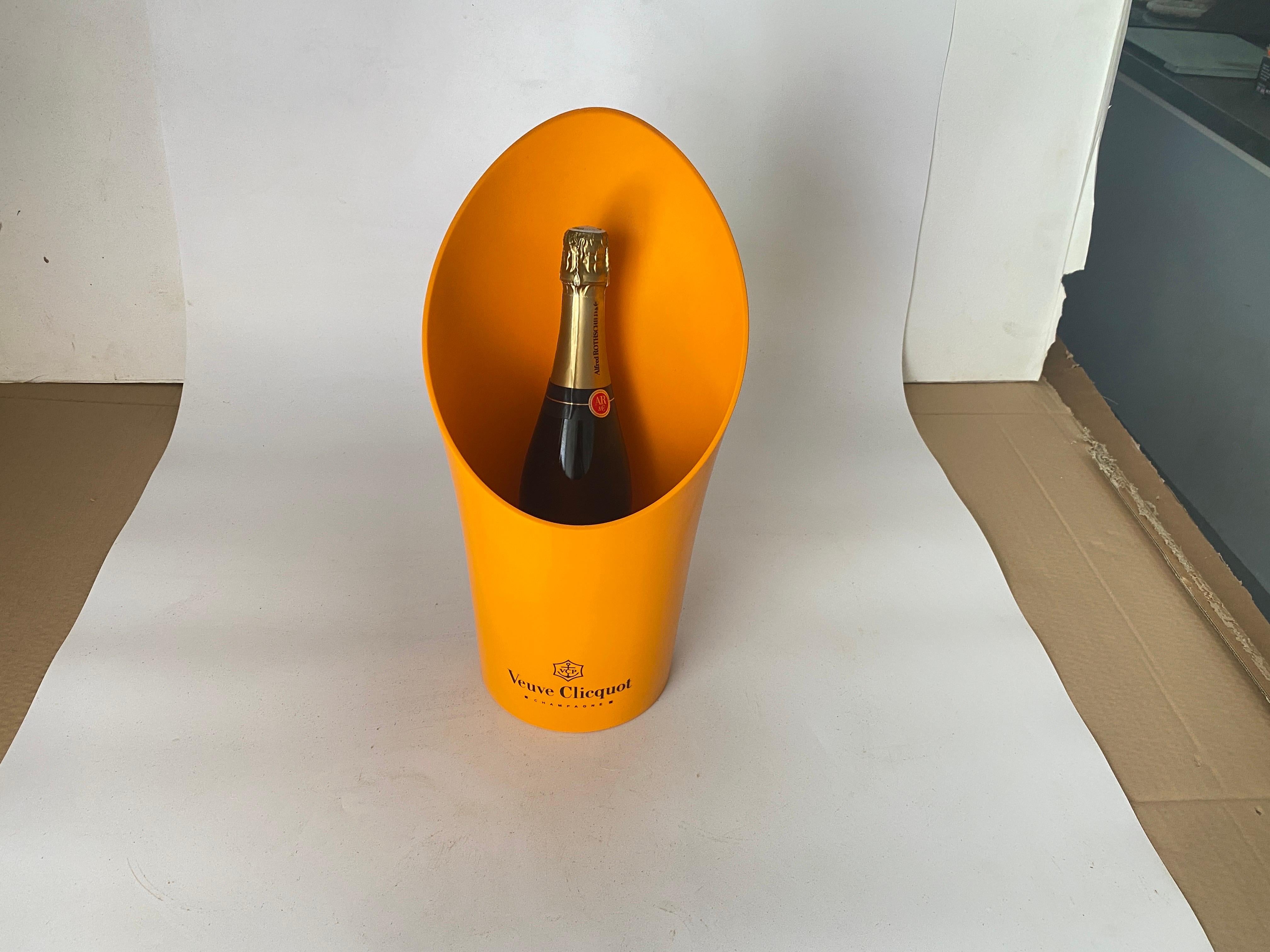 Plastic Champagne Bucket Veuve Cliquot in plastic Orange Color France 20th Century For Sale