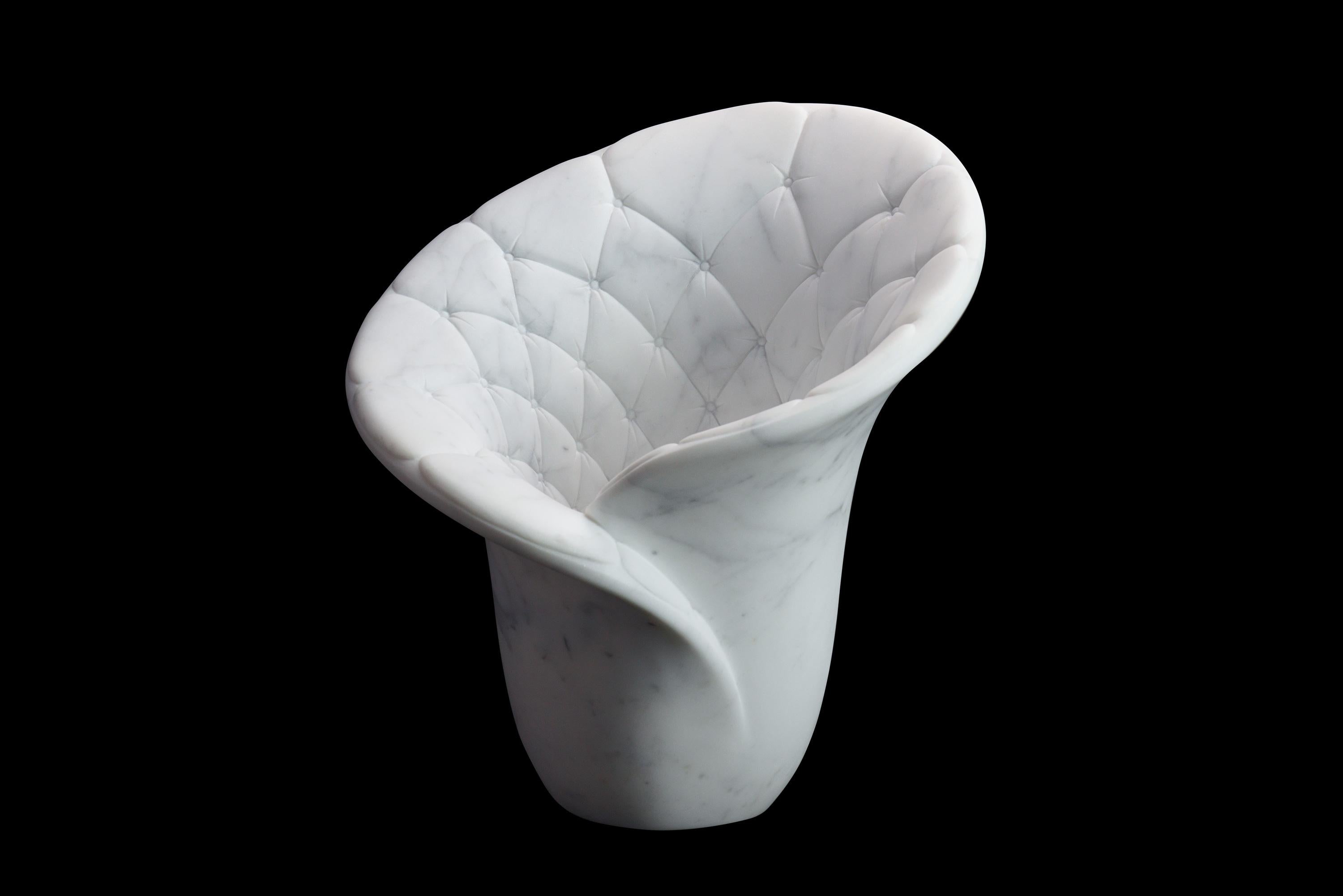 Champagner Eimer Weinkühler Statuario Marmor Handgemacht in Italien Gepolsterte Form (Italienisch) im Angebot