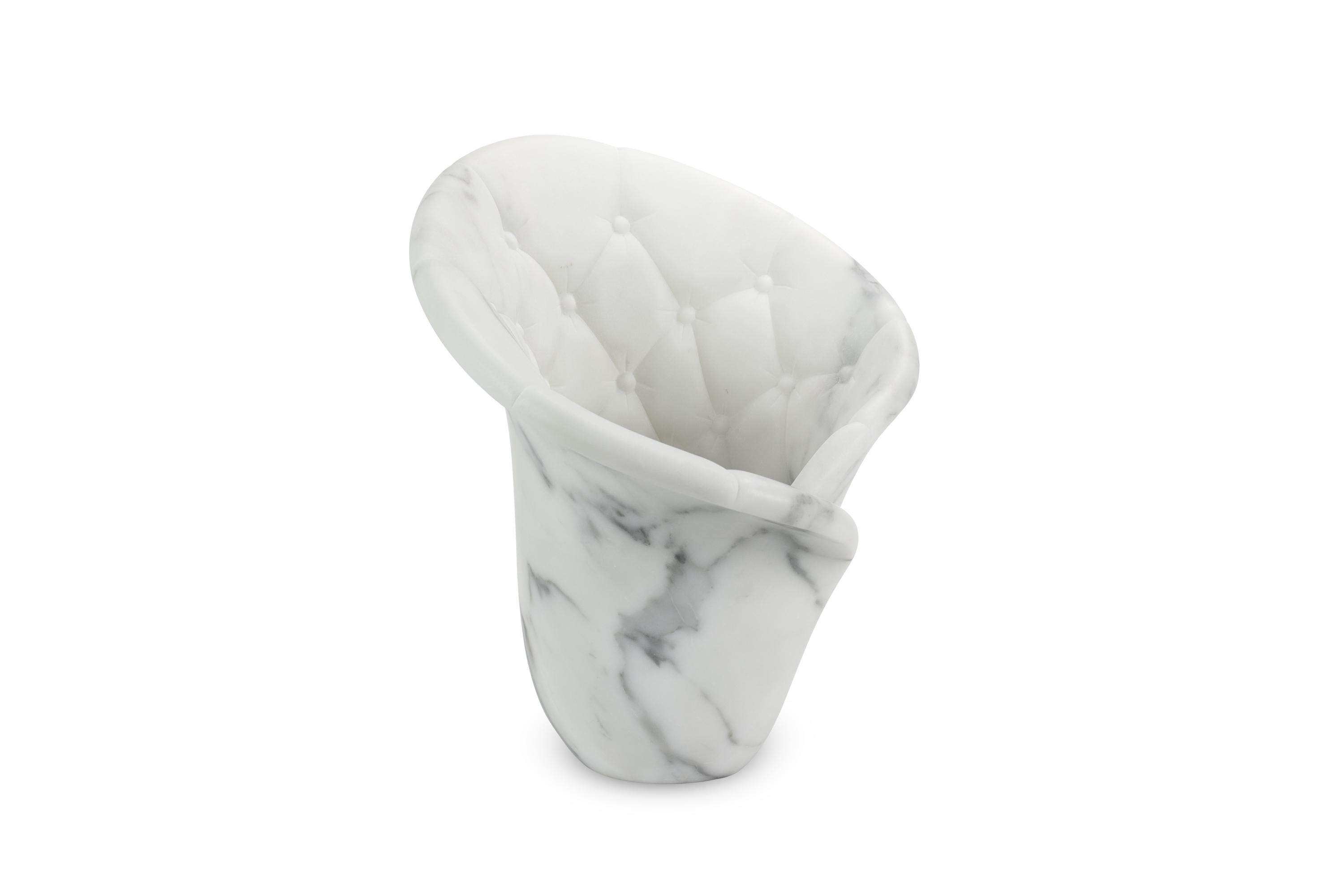 Champagner Eimer Weinkühler Statuario Marmor Handgemacht in Italien Gepolsterte Form (21. Jahrhundert und zeitgenössisch) im Angebot