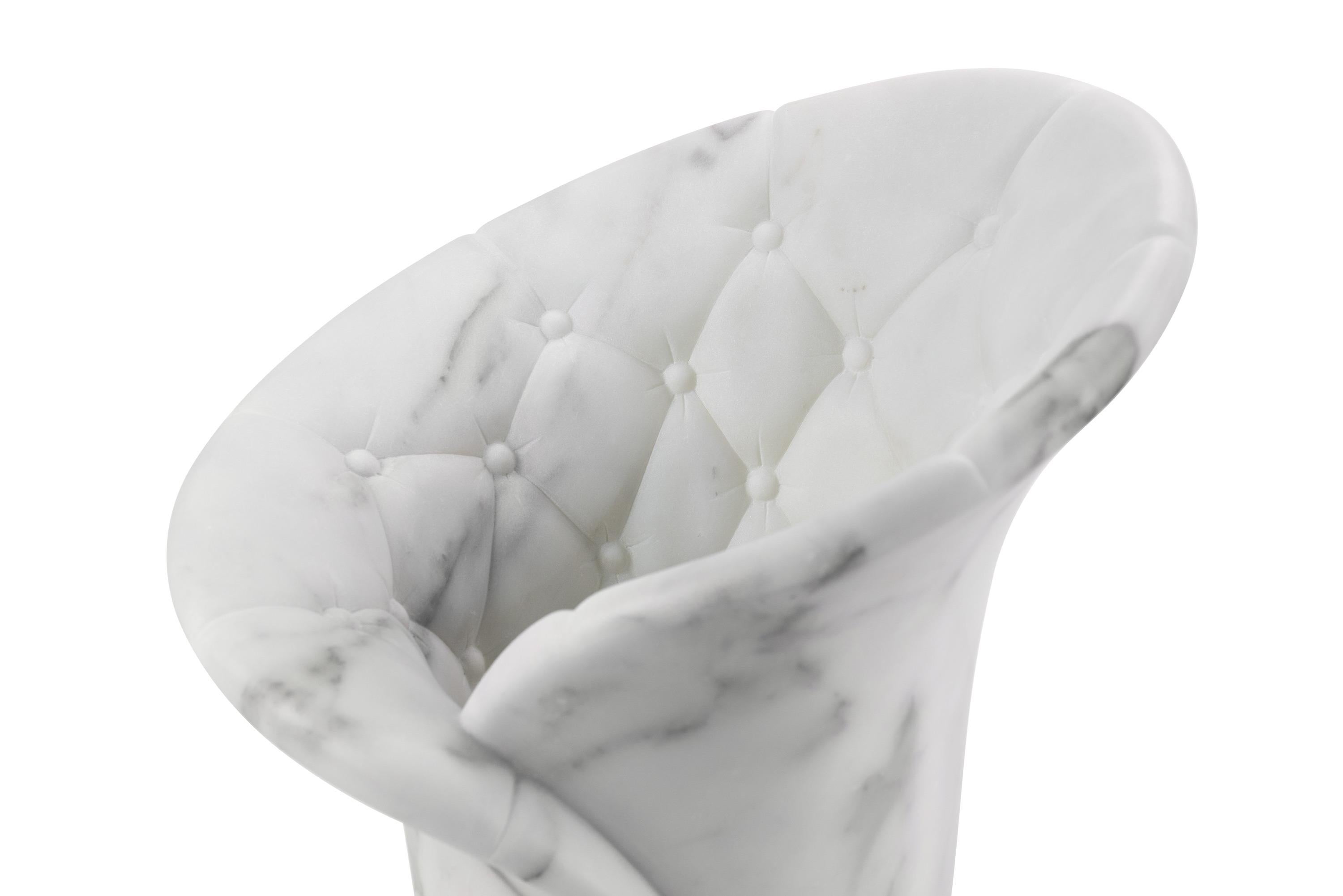 Champagner Eimer Weinkühler Statuario Marmor Handgemacht in Italien Gepolsterte Form im Angebot 1